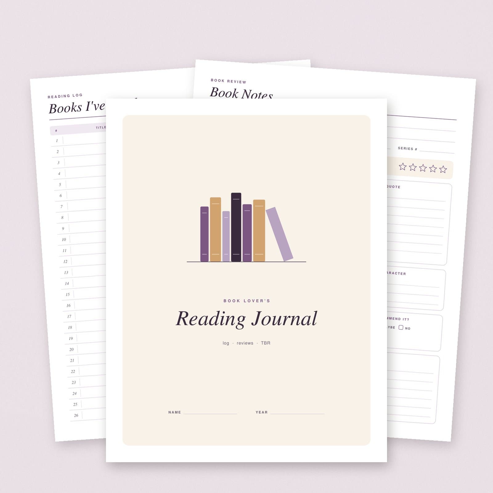 Reading Journal & Book Log Printable | 8-Page PDF, Letter + A4 preview