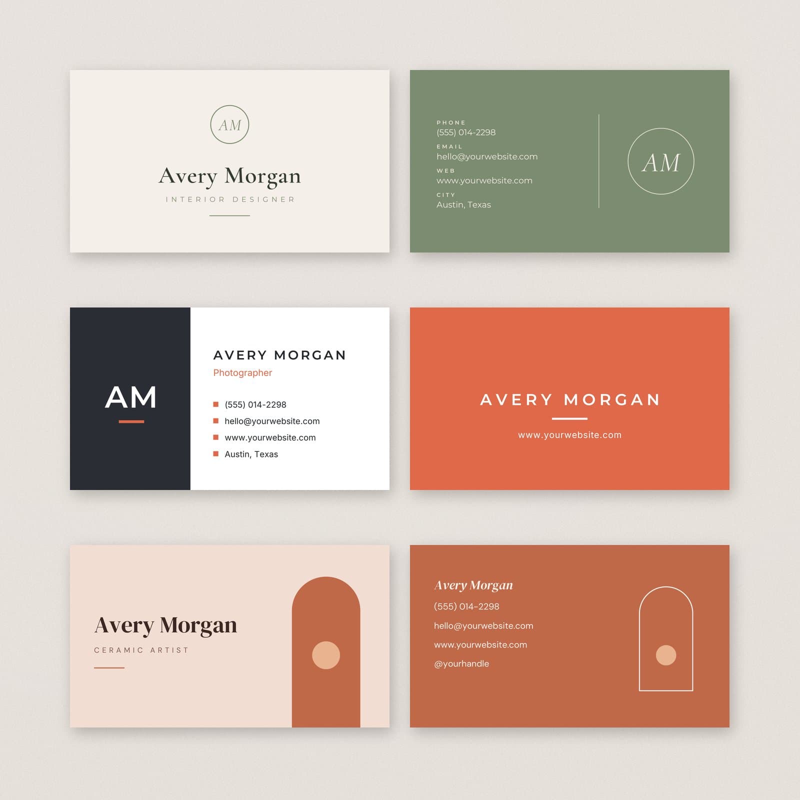 Business Card Templates, 3 Designs | Editable SVG + Print-Ready PDF preview