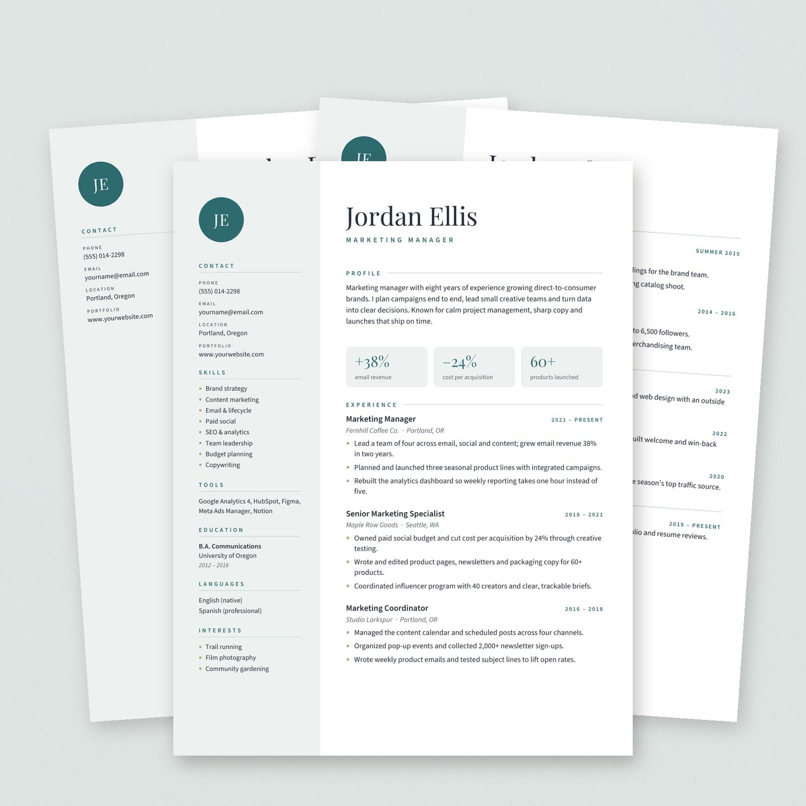 Resume & Cover Letter Template | Editable SVG + PDF, Letter & A4 preview