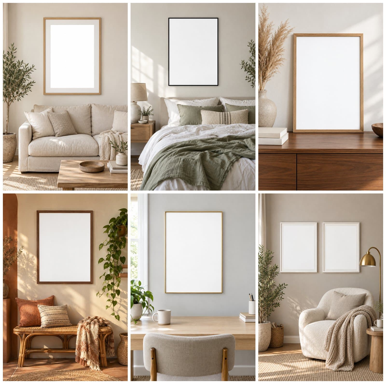 Blank Framed Poster Mockups, 6 Living Room & Bedroom Scenes preview