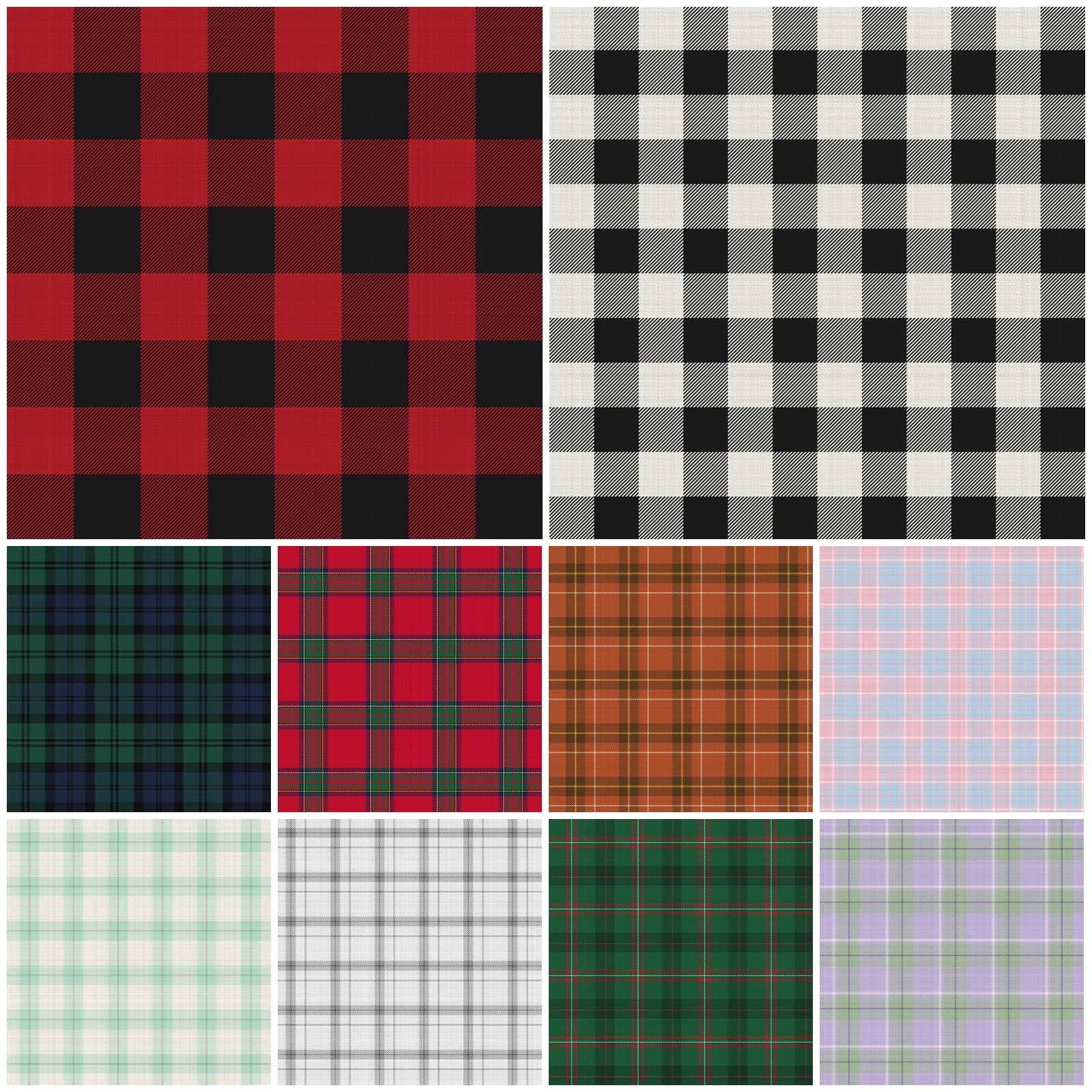 Buffalo Check & Tartan Plaid Digital Paper, 12 Seamless Sheets preview