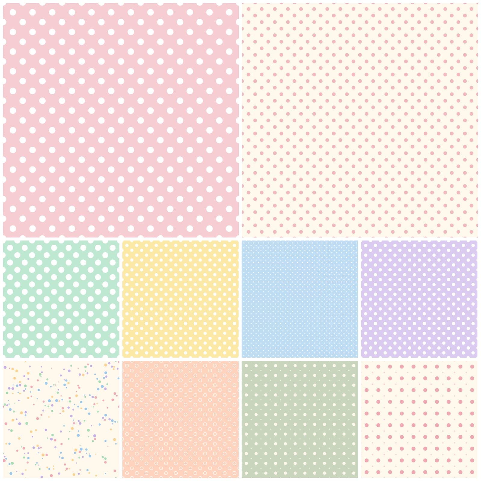 Pastel Polka Dot Digital Paper Pack, 12 Seamless Sheets preview
