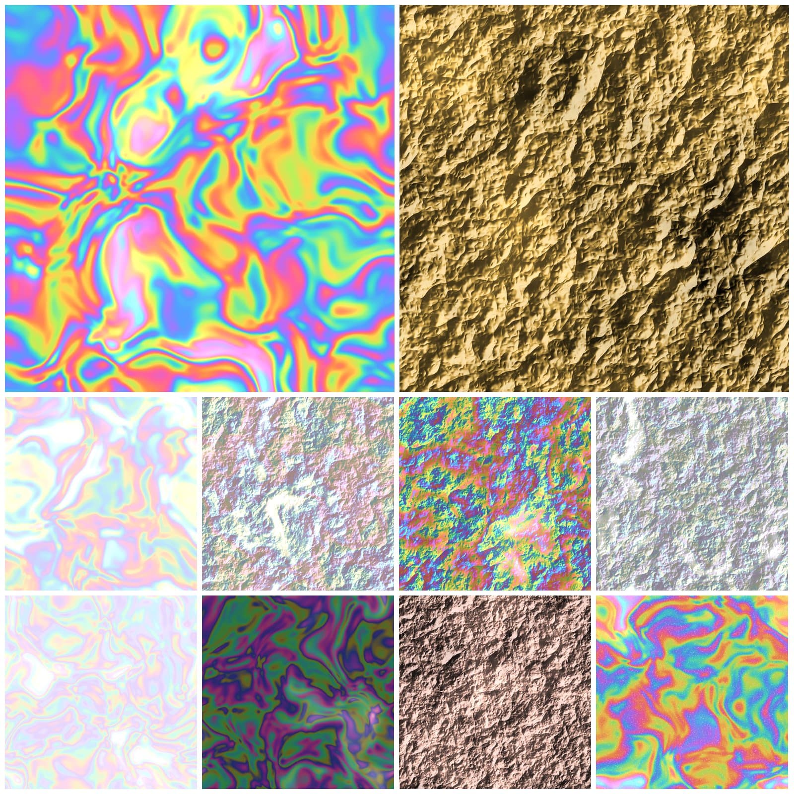 Seamless Holographic & Gold Foil Textures, 10 Iridescent JPG Backgrounds preview