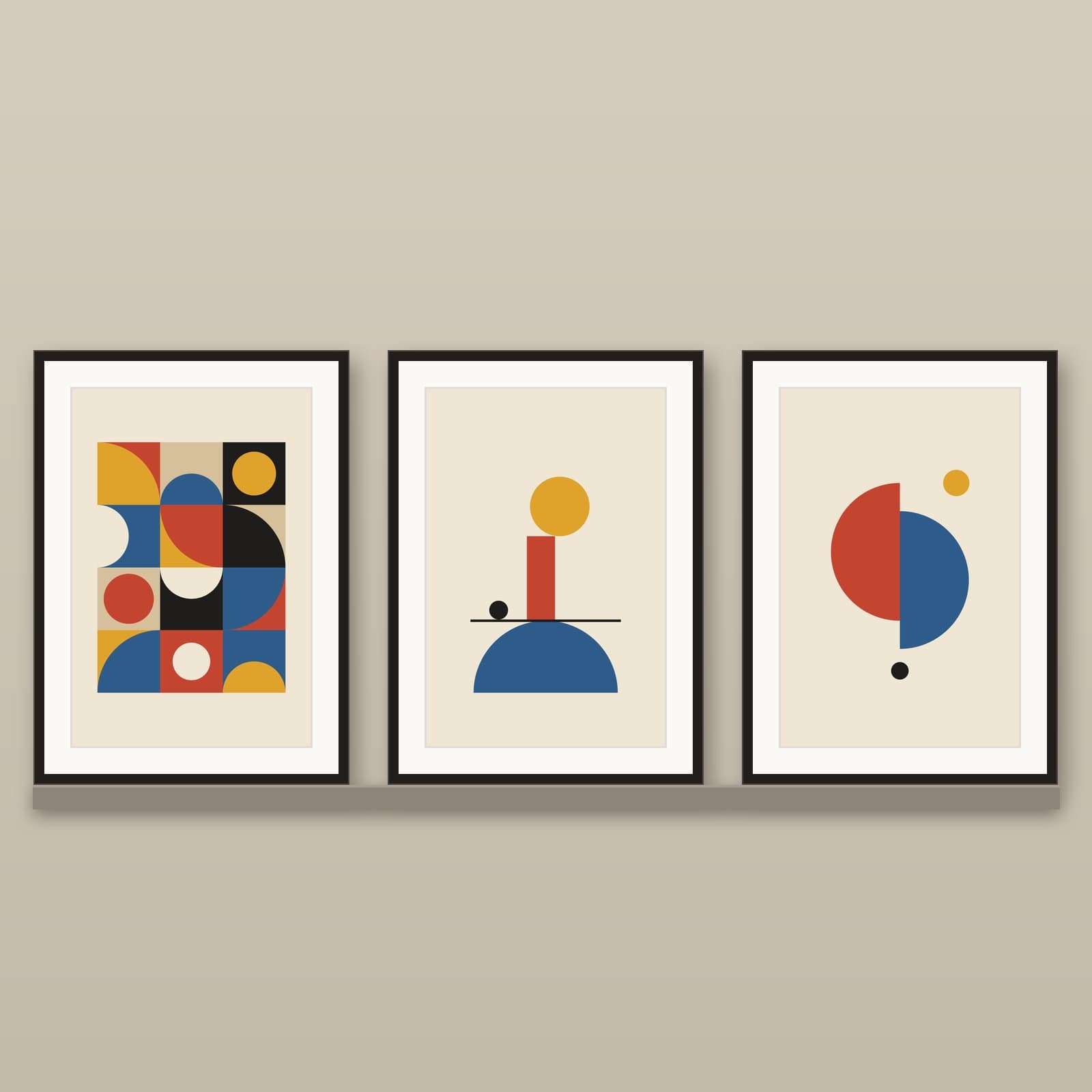 Bauhaus Geometric Wall Art Set of 6 | Printable Mid-Century Shapes preview