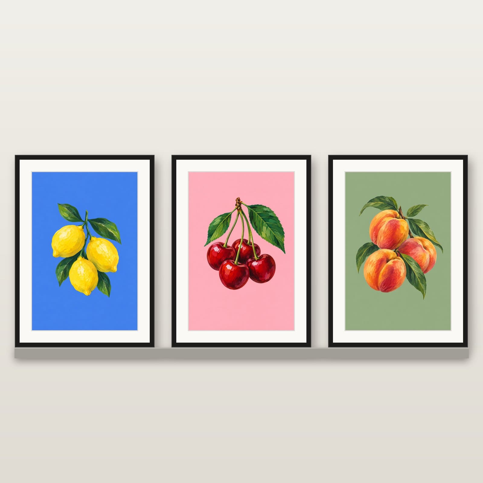 Colorful Kitchen Fruit Prints Set of 6 | Gouache-Style Wall Art preview