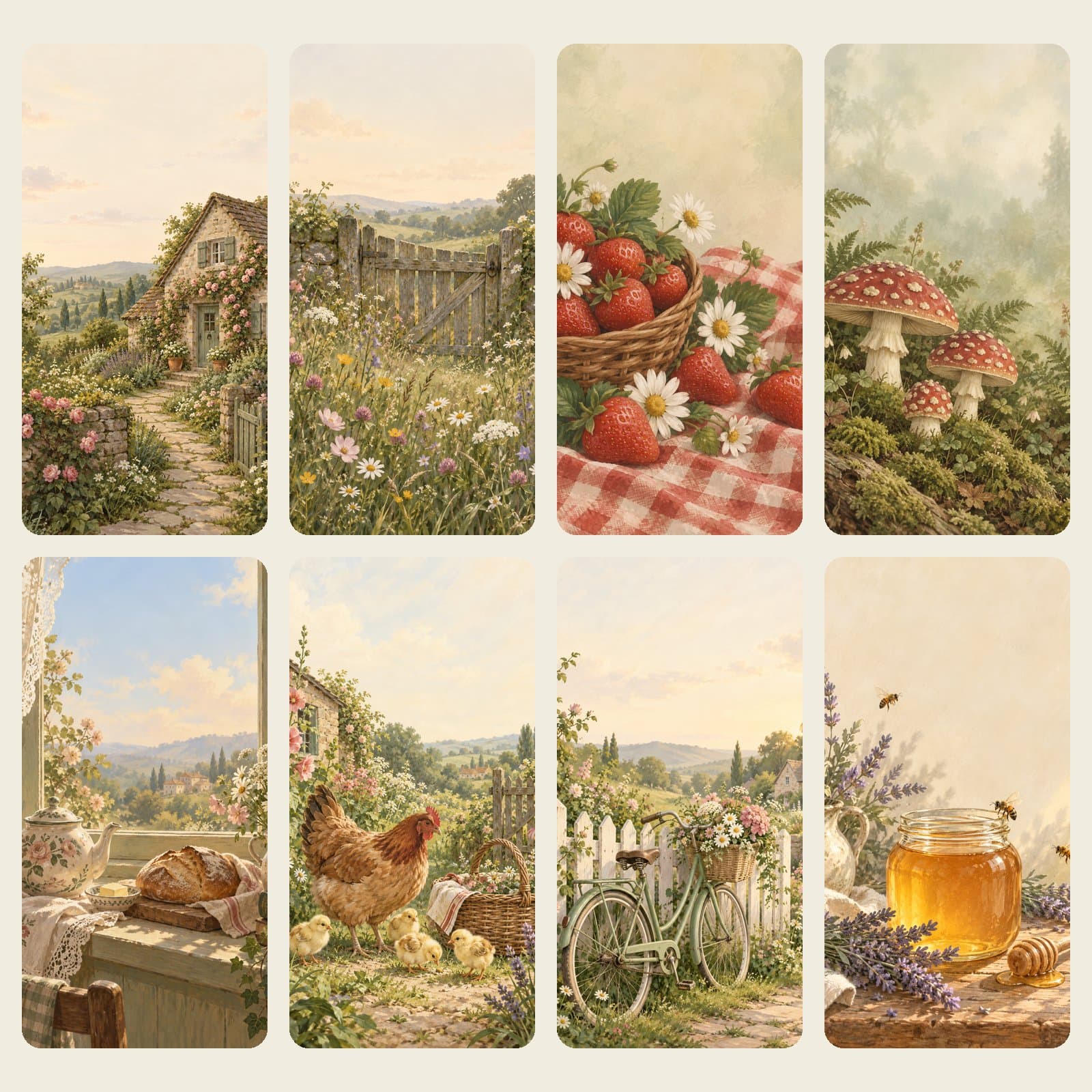Cottagecore Phone Wallpapers | 8 Illustrated iPhone Backgrounds preview