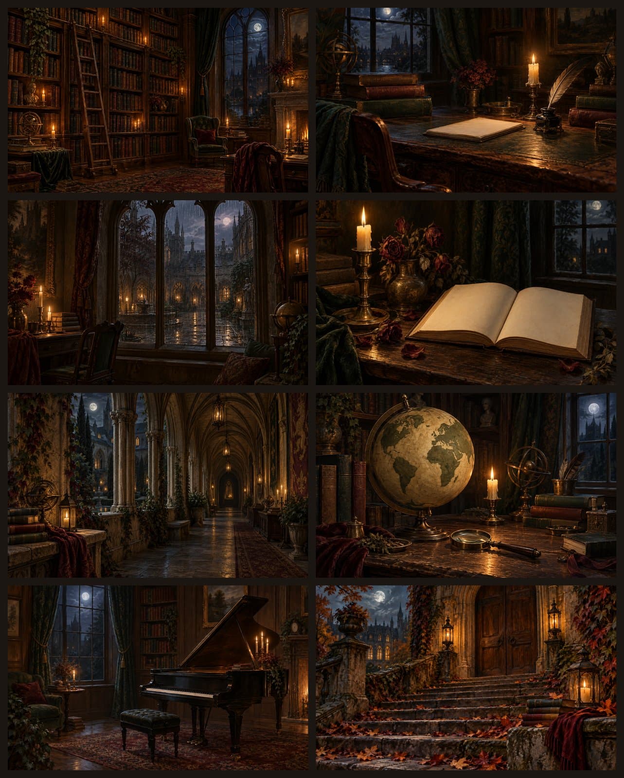 Dark Academia Desktop Wallpaper Pack | 8 Painterly Backgrounds preview