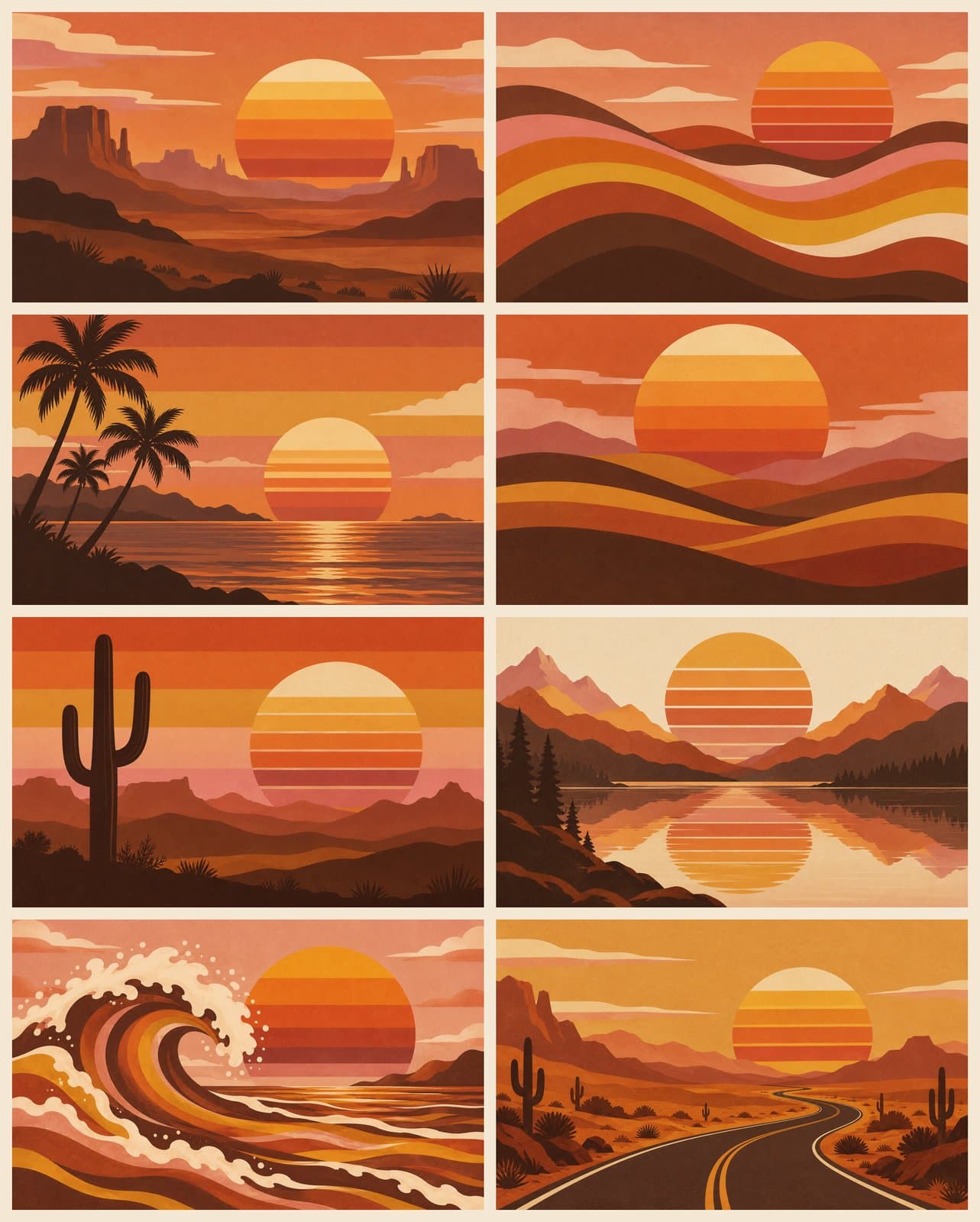 Retro 70s Sunset Desktop Wallpapers | 8 Groovy Backgrounds preview