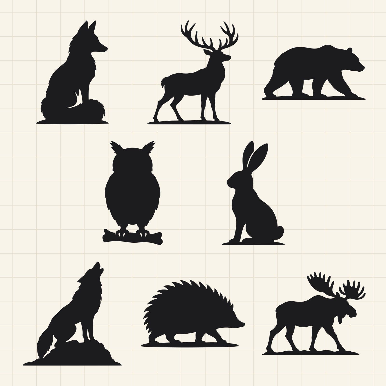 Woodland Animal Silhouette SVG Set – 8 Cut Files preview