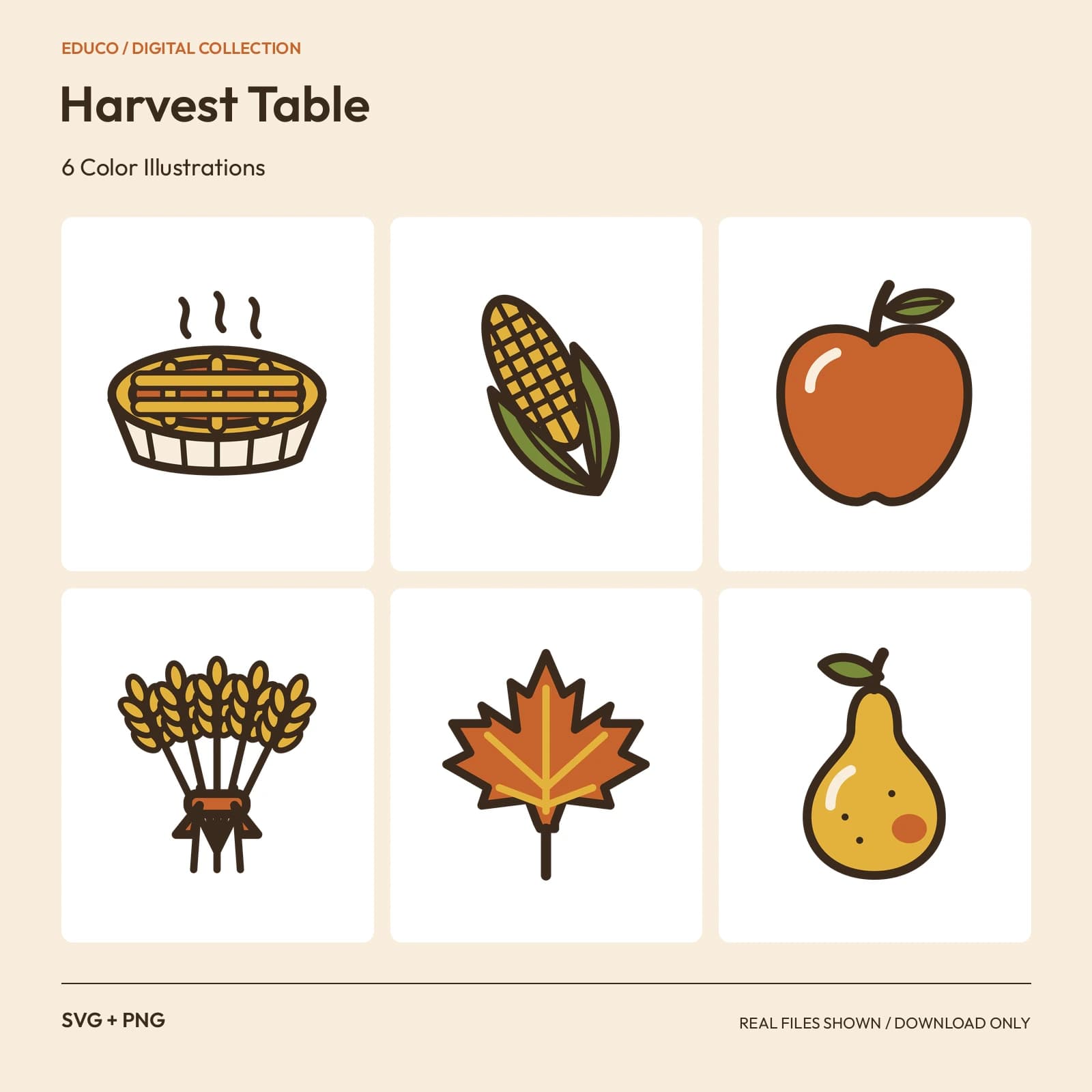 Harvest Table - 6 Color Illustrations preview