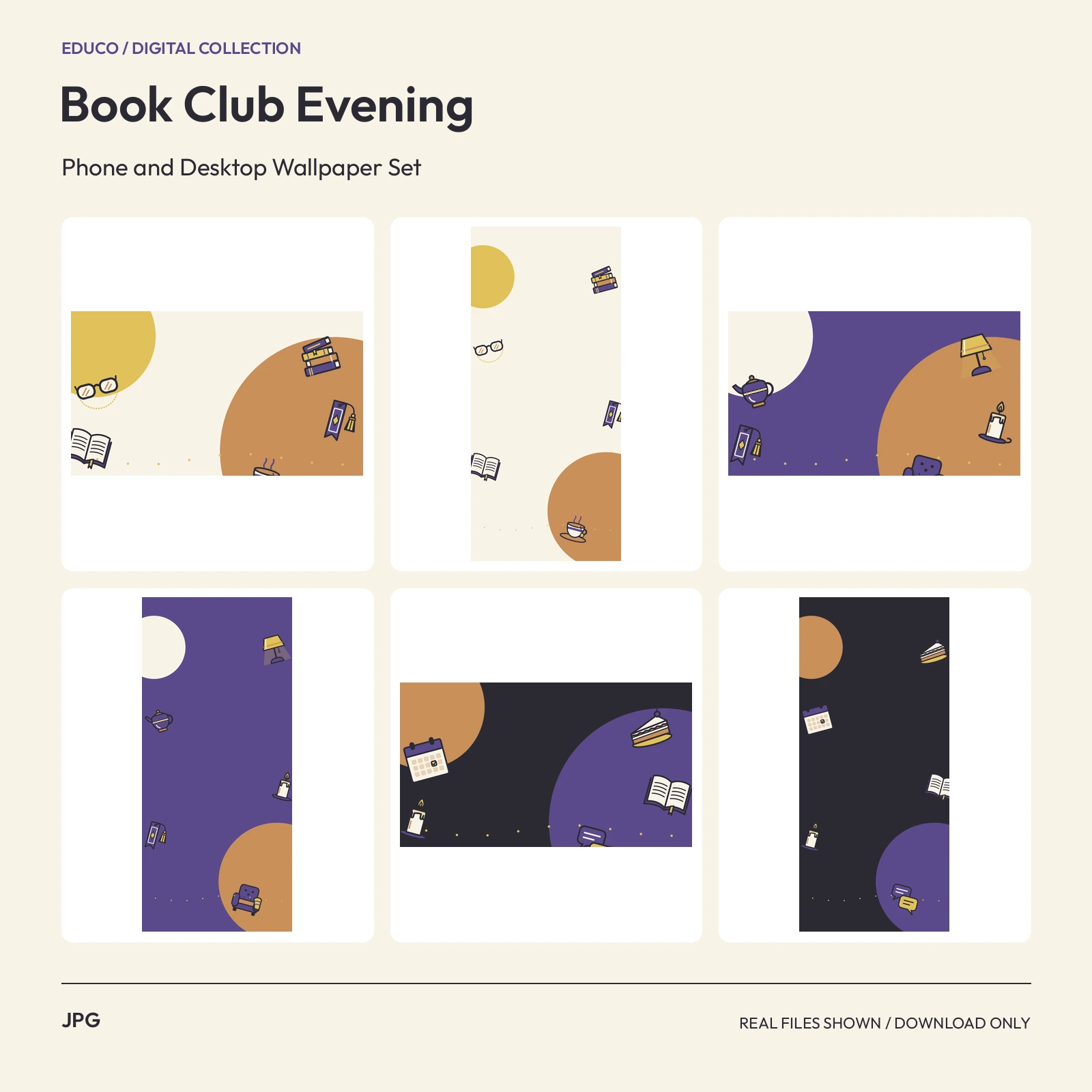 Book Club Evening - Phone and Desktop Wallpaper Set preview