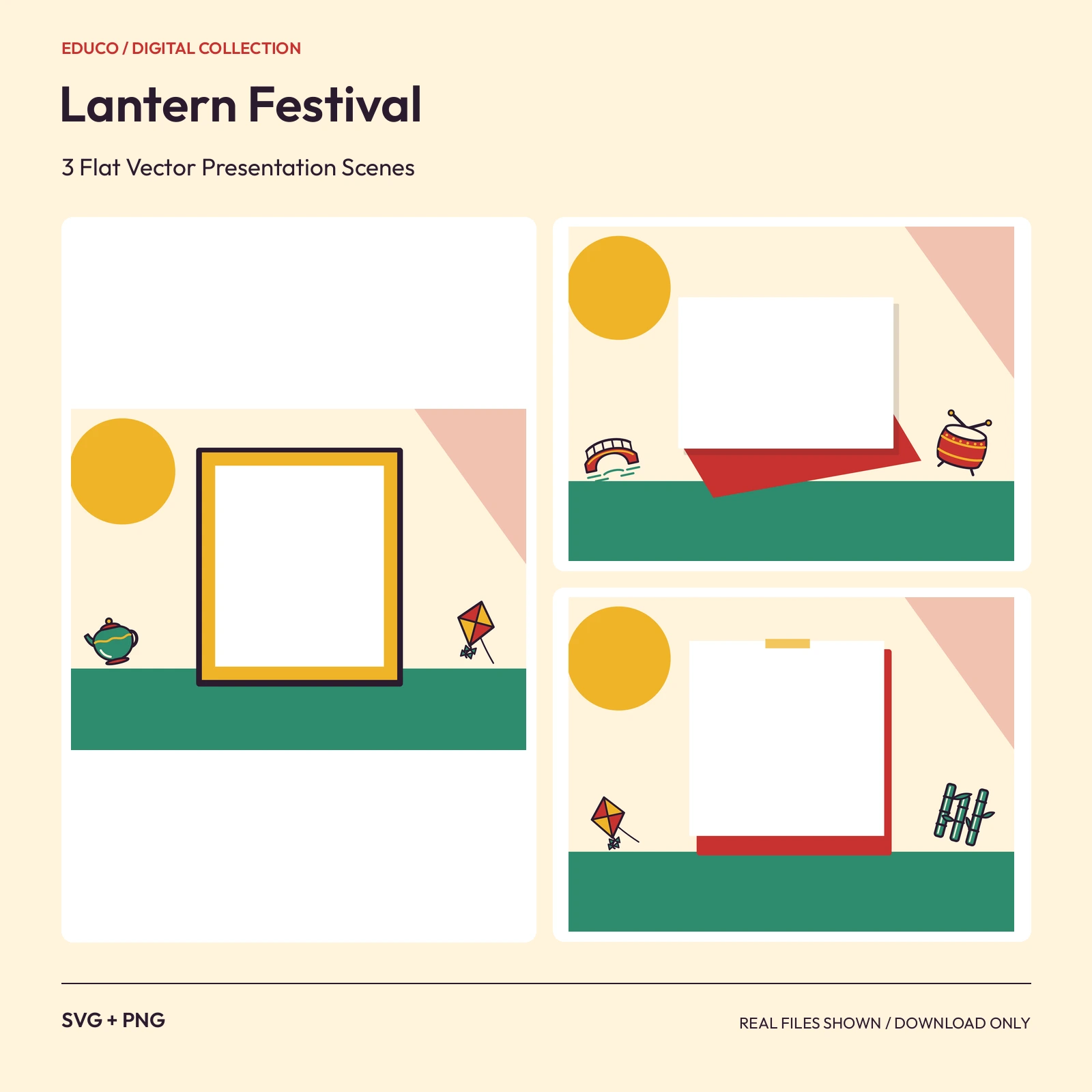 Lantern Festival - 3 Flat Vector Presentation Scenes preview