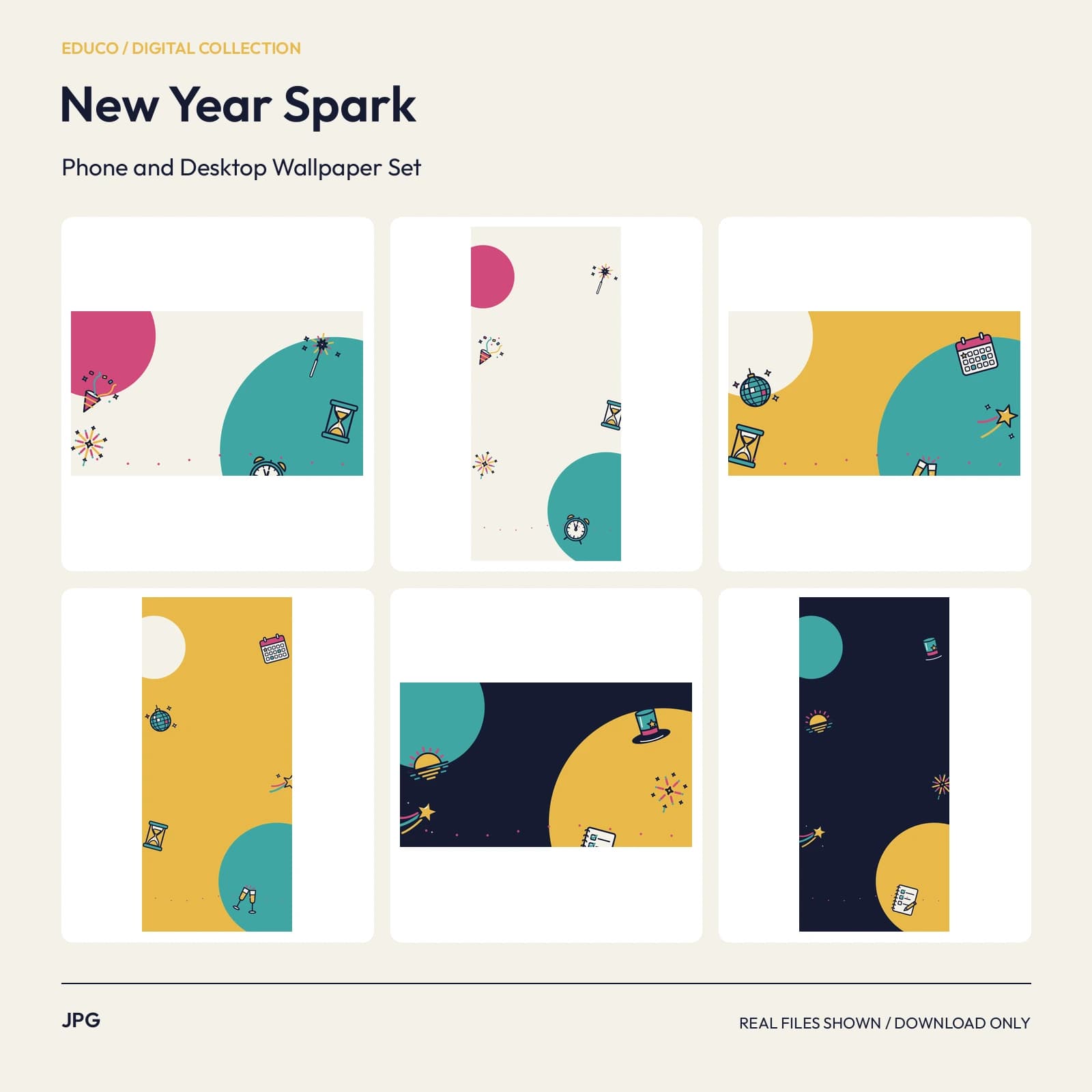 New Year Spark - Phone and Desktop Wallpaper Set preview