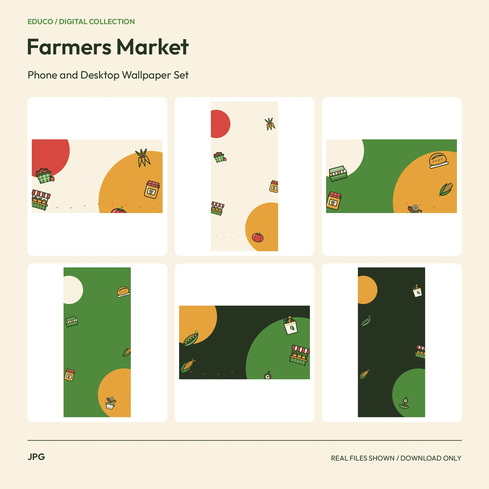 Farmers Market - Phone and Desktop Wallpaper Set preview