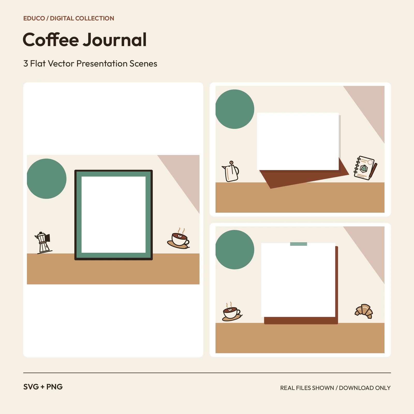 Coffee Journal - 3 Flat Vector Presentation Scenes preview
