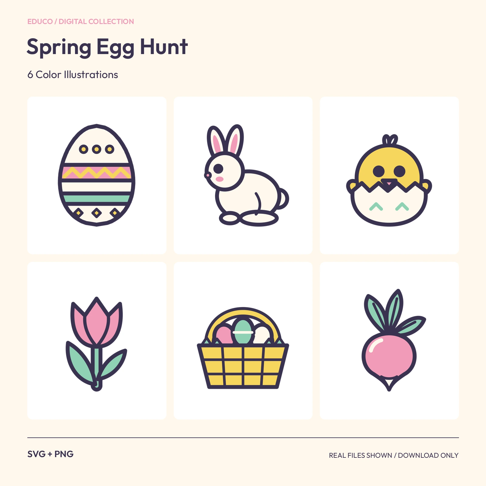 Spring Egg Hunt - 6 Color Illustrations preview