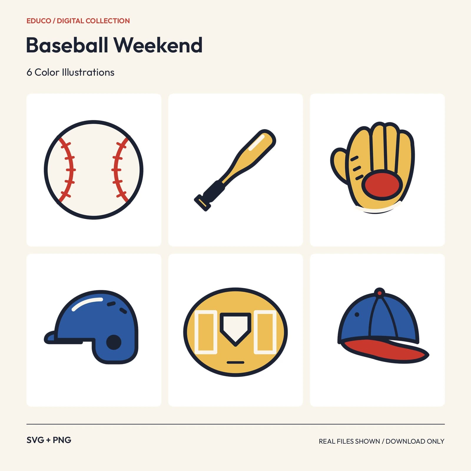 Baseball Weekend - 6 Color Illustrations preview