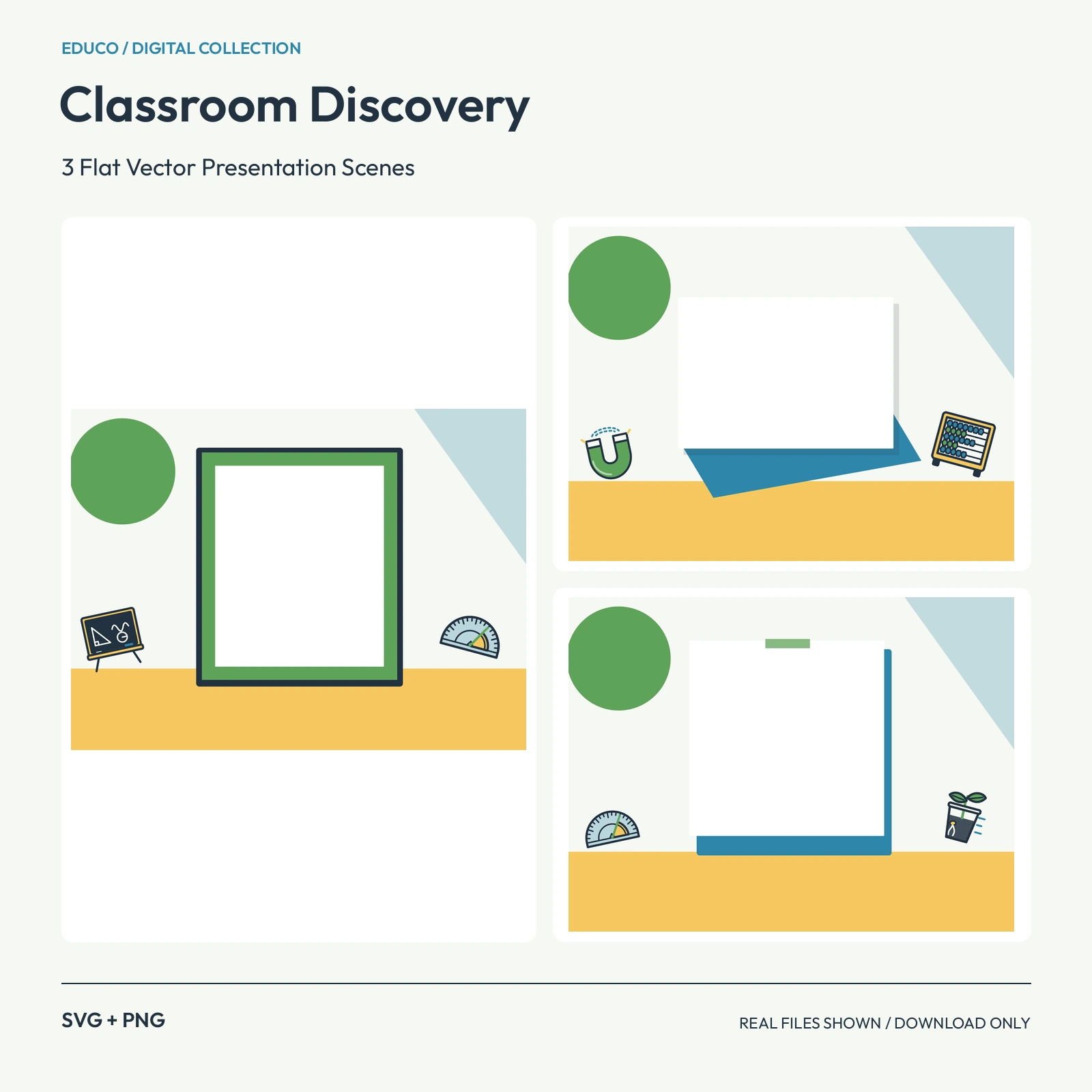 Classroom Discovery - 3 Flat Vector Presentation Scenes preview