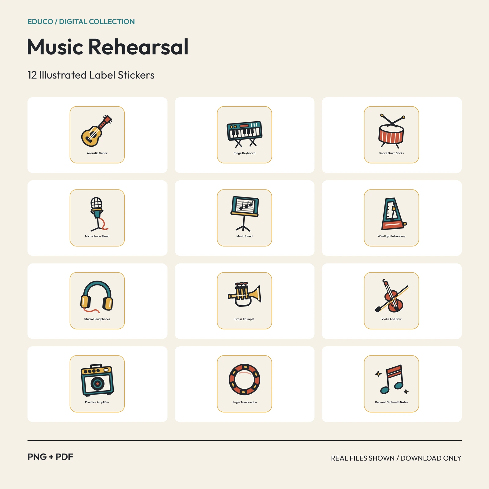 Music Rehearsal - 12 Illustrated Label Stickers preview