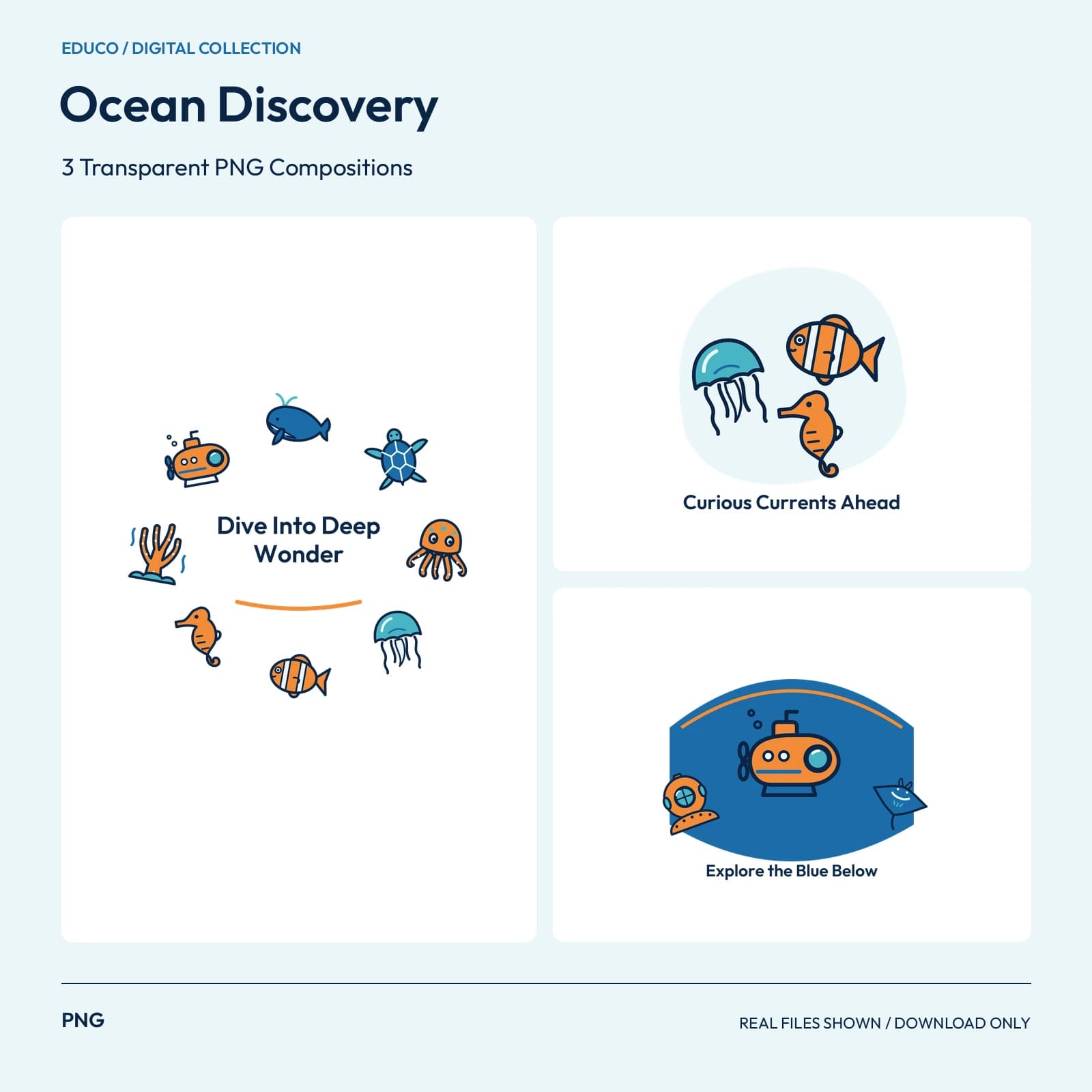 Ocean Discovery - 3 Transparent PNG Compositions preview
