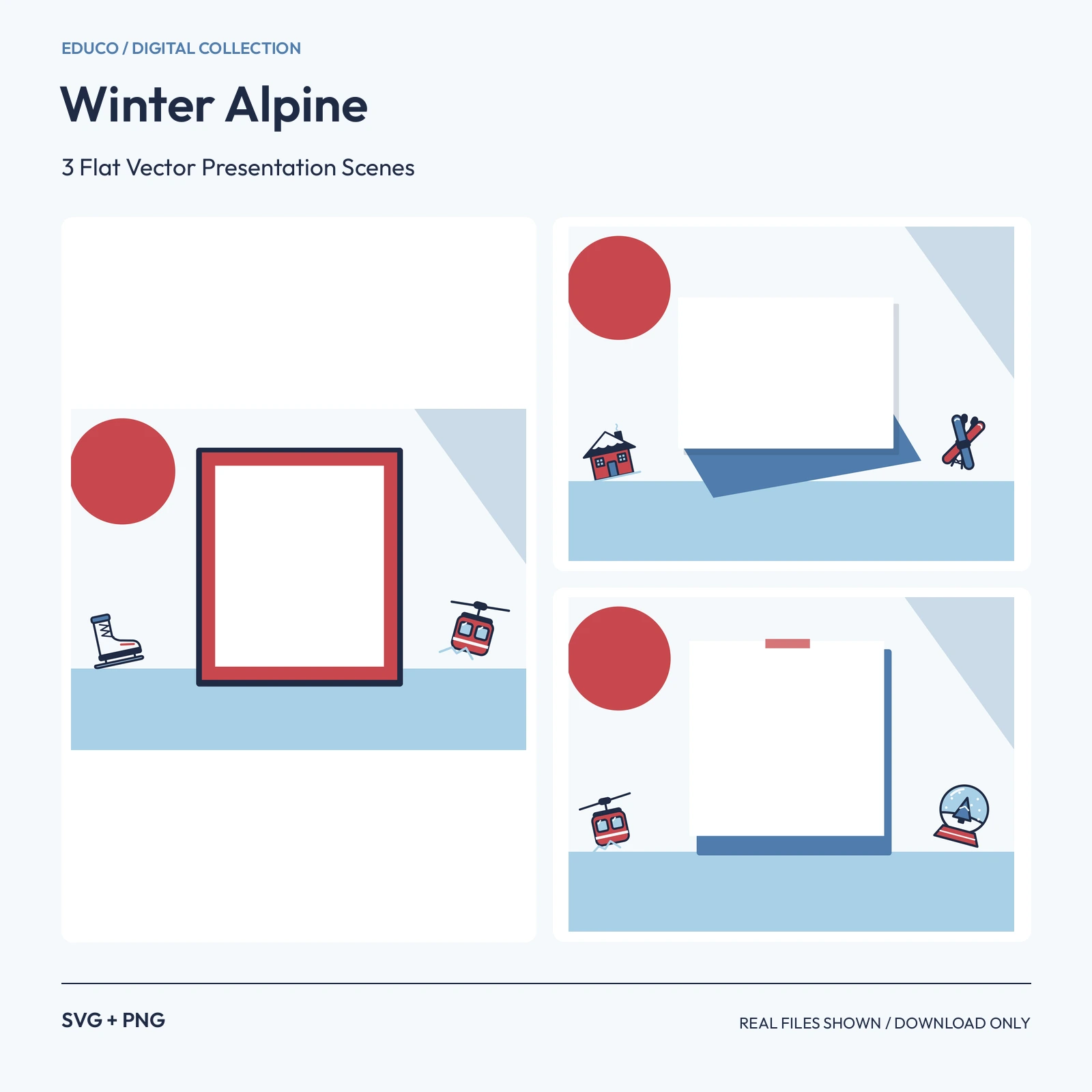 Winter Alpine - 3 Flat Vector Presentation Scenes preview