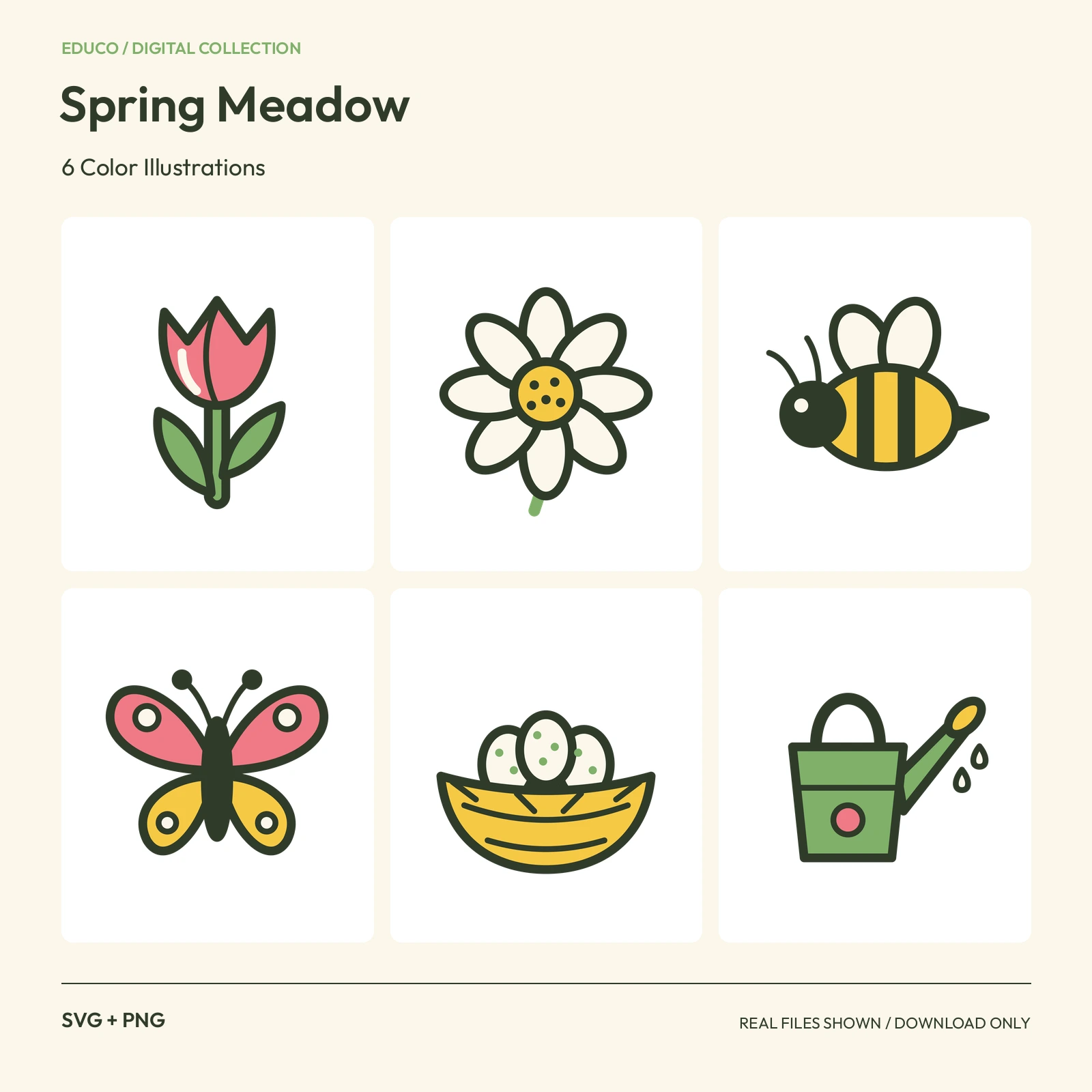 Spring Meadow - 6 Color Illustrations preview