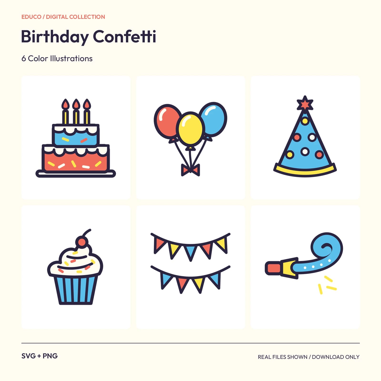 Birthday Confetti - 6 Color Illustrations preview