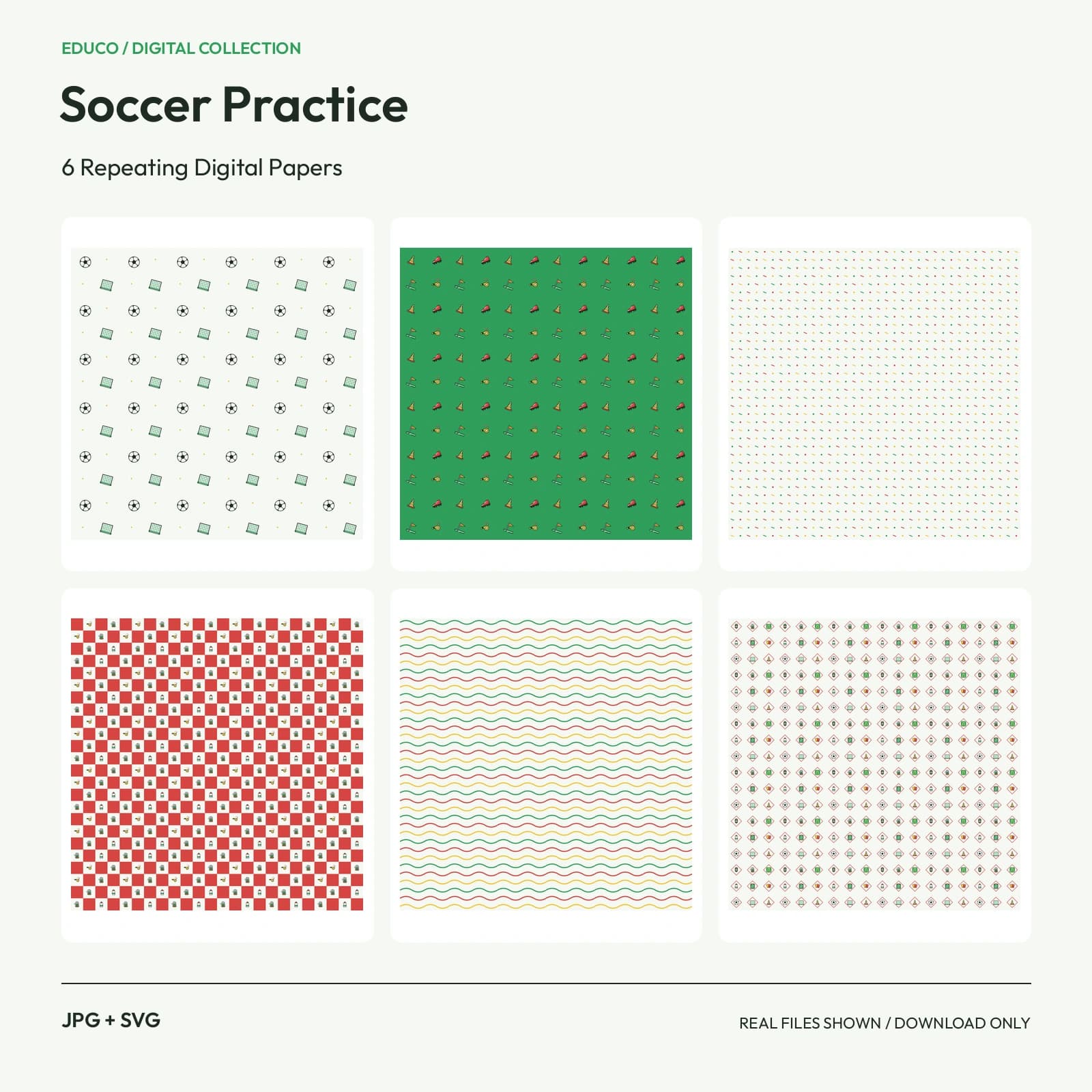 Soccer Practice - 6 Repeating Digital Papers preview
