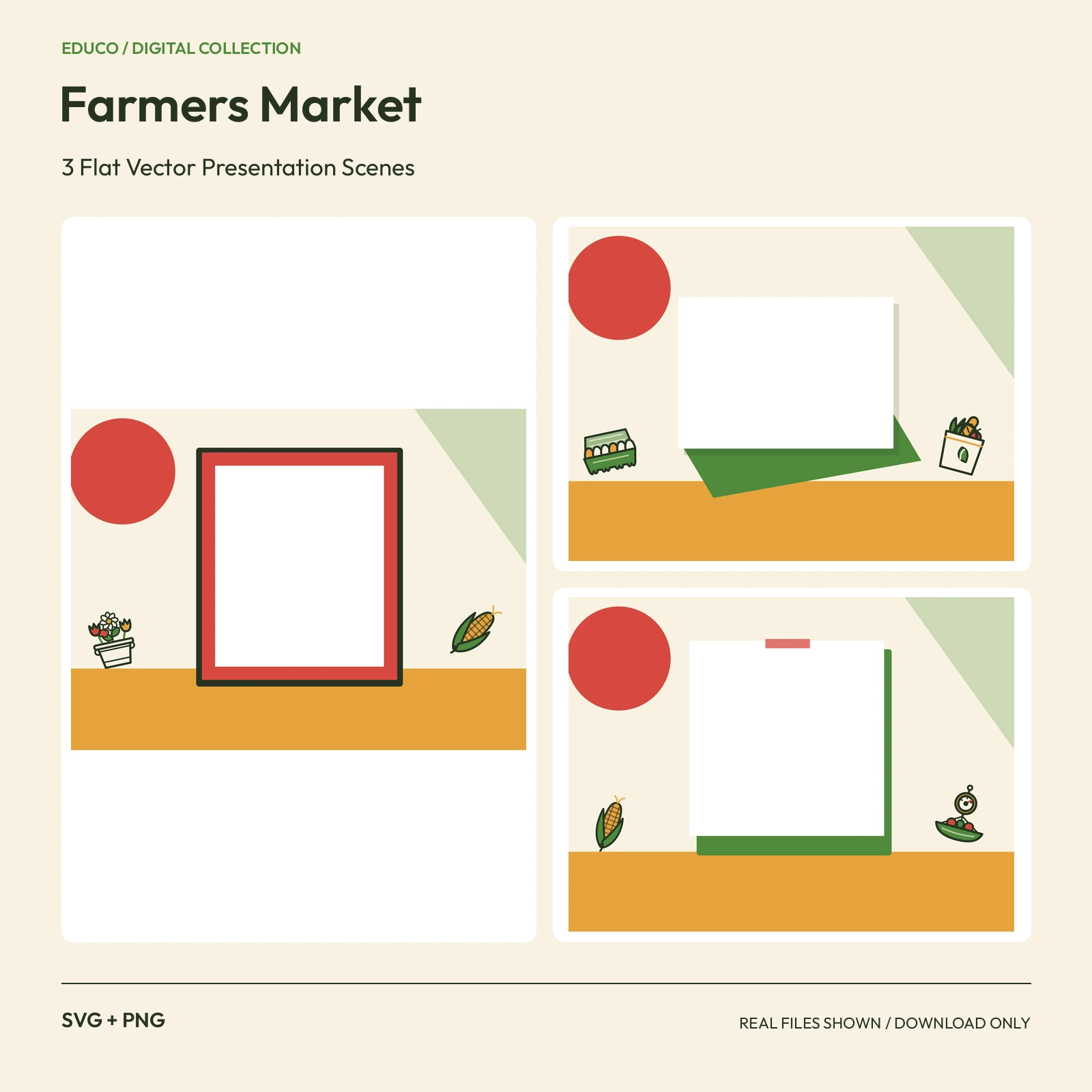 Farmers Market - 3 Flat Vector Presentation Scenes preview