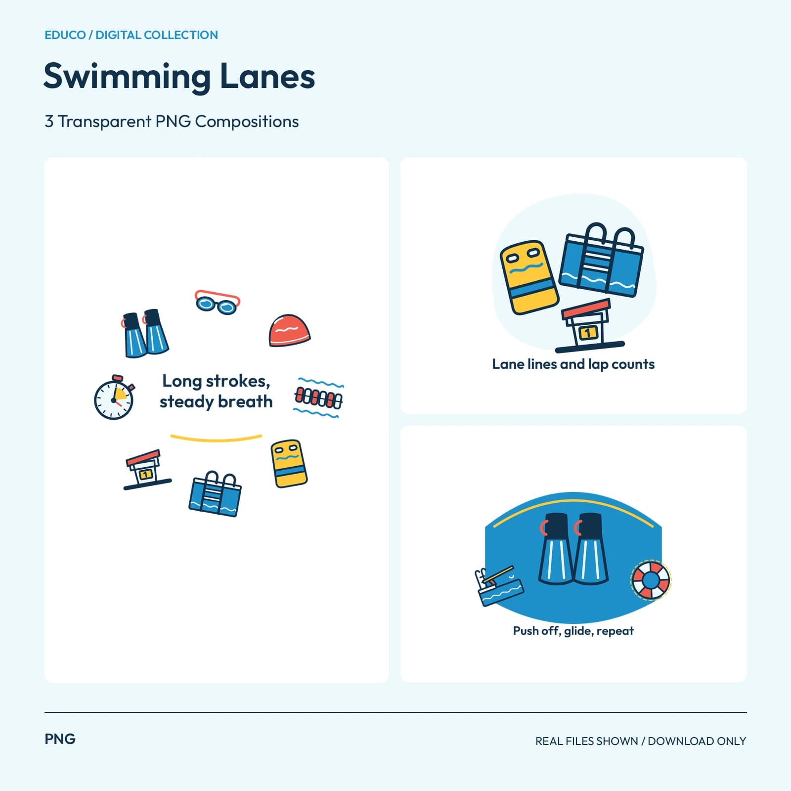 Swimming Lanes - 3 Transparent PNG Compositions preview