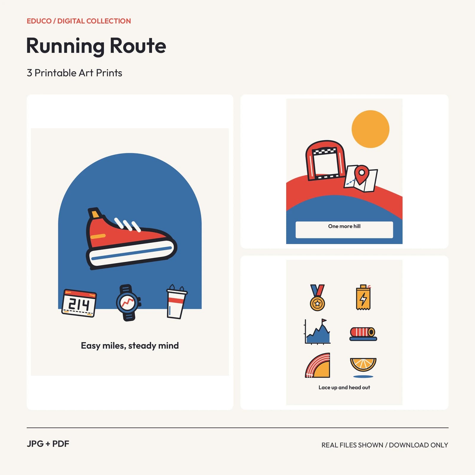 Running Route - 3 Printable Art Prints preview