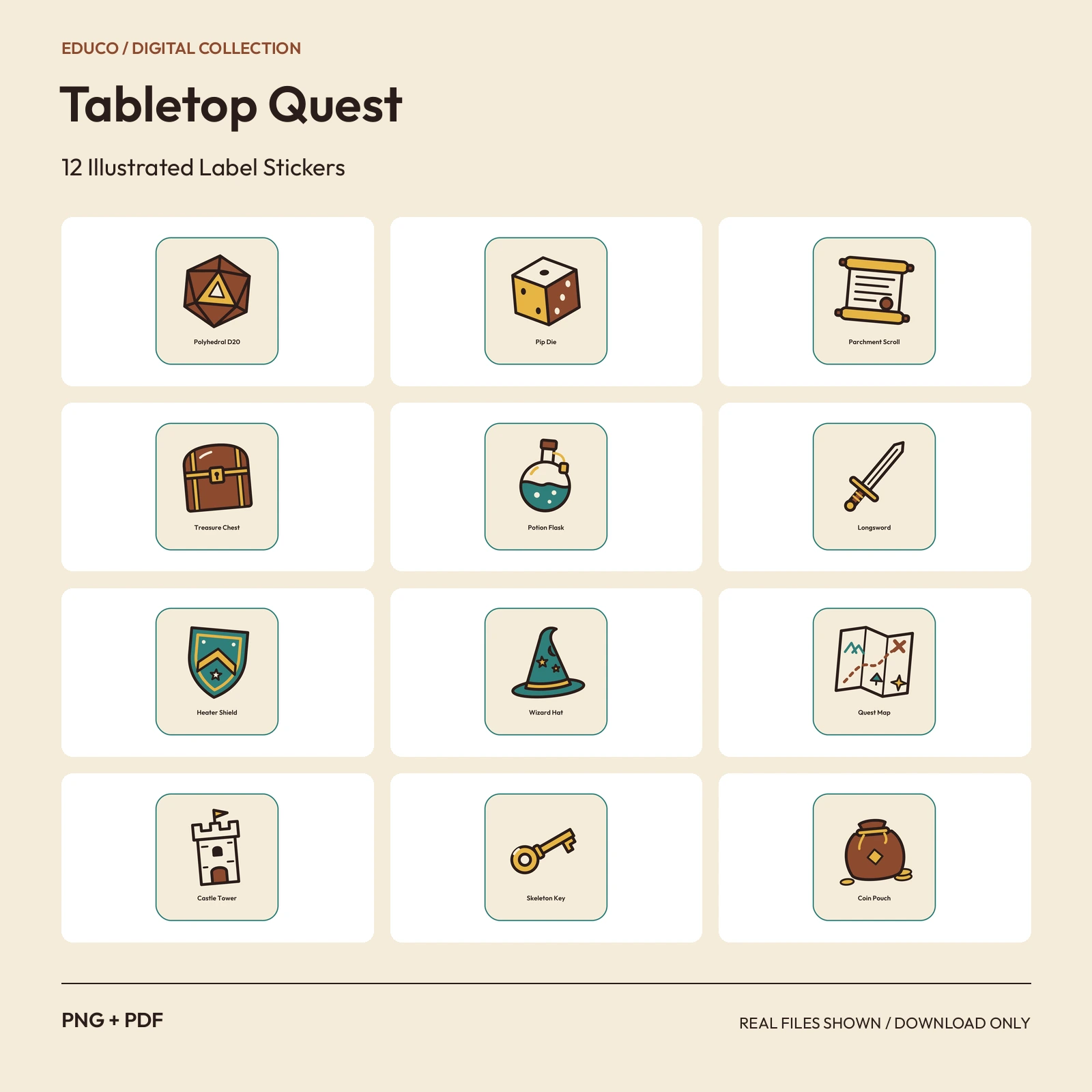 Tabletop Quest - 12 Illustrated Label Stickers preview
