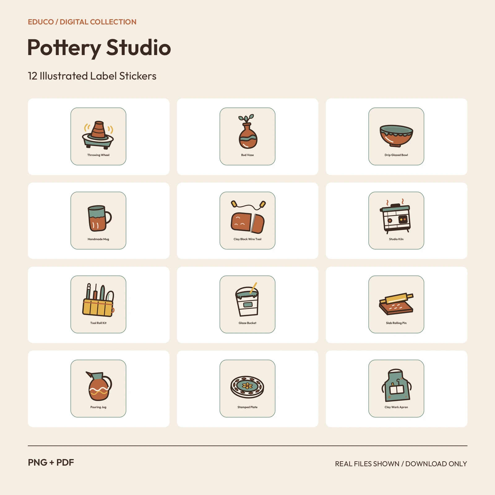 Pottery Studio - 12 Illustrated Label Stickers preview