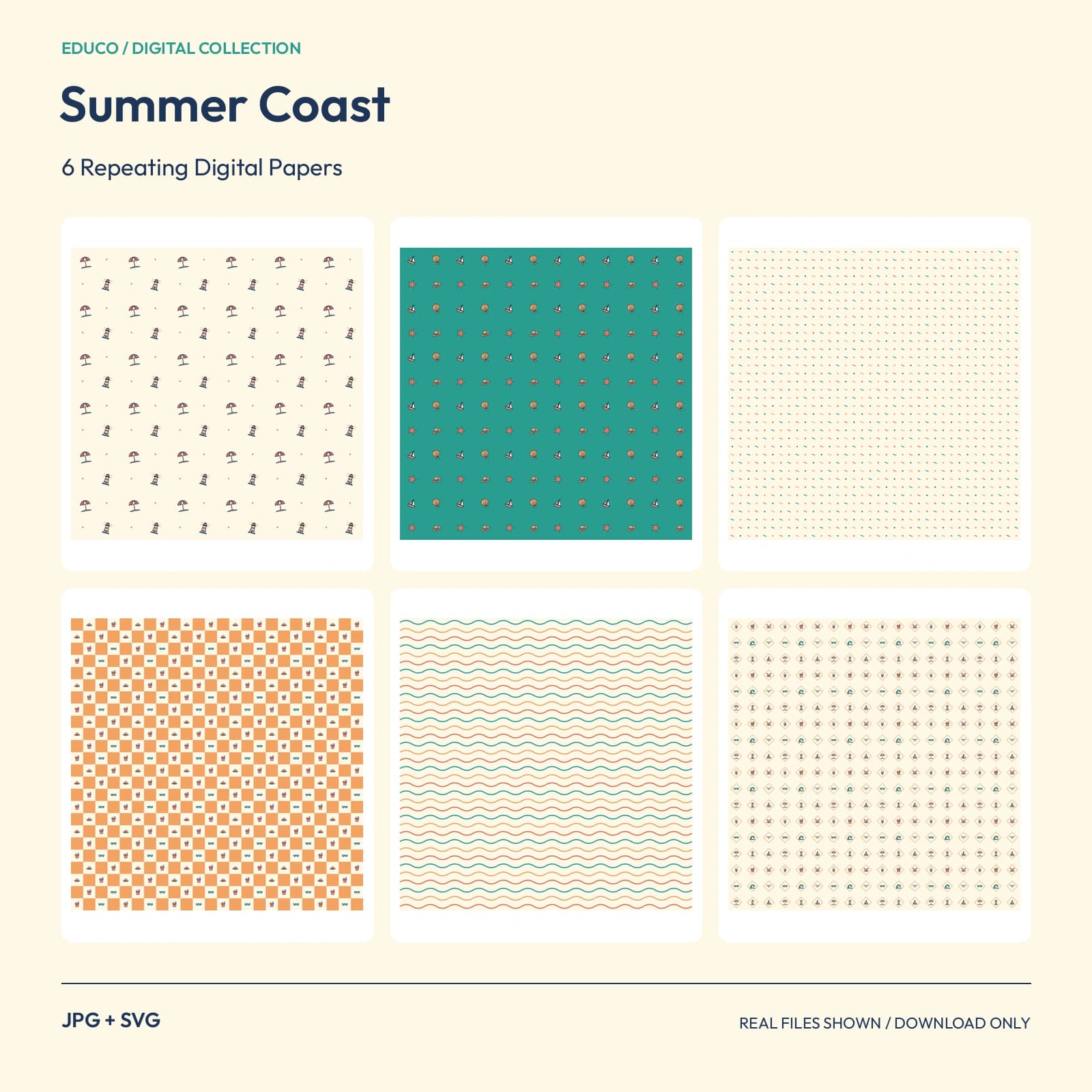Summer Coast - 6 Repeating Digital Papers preview