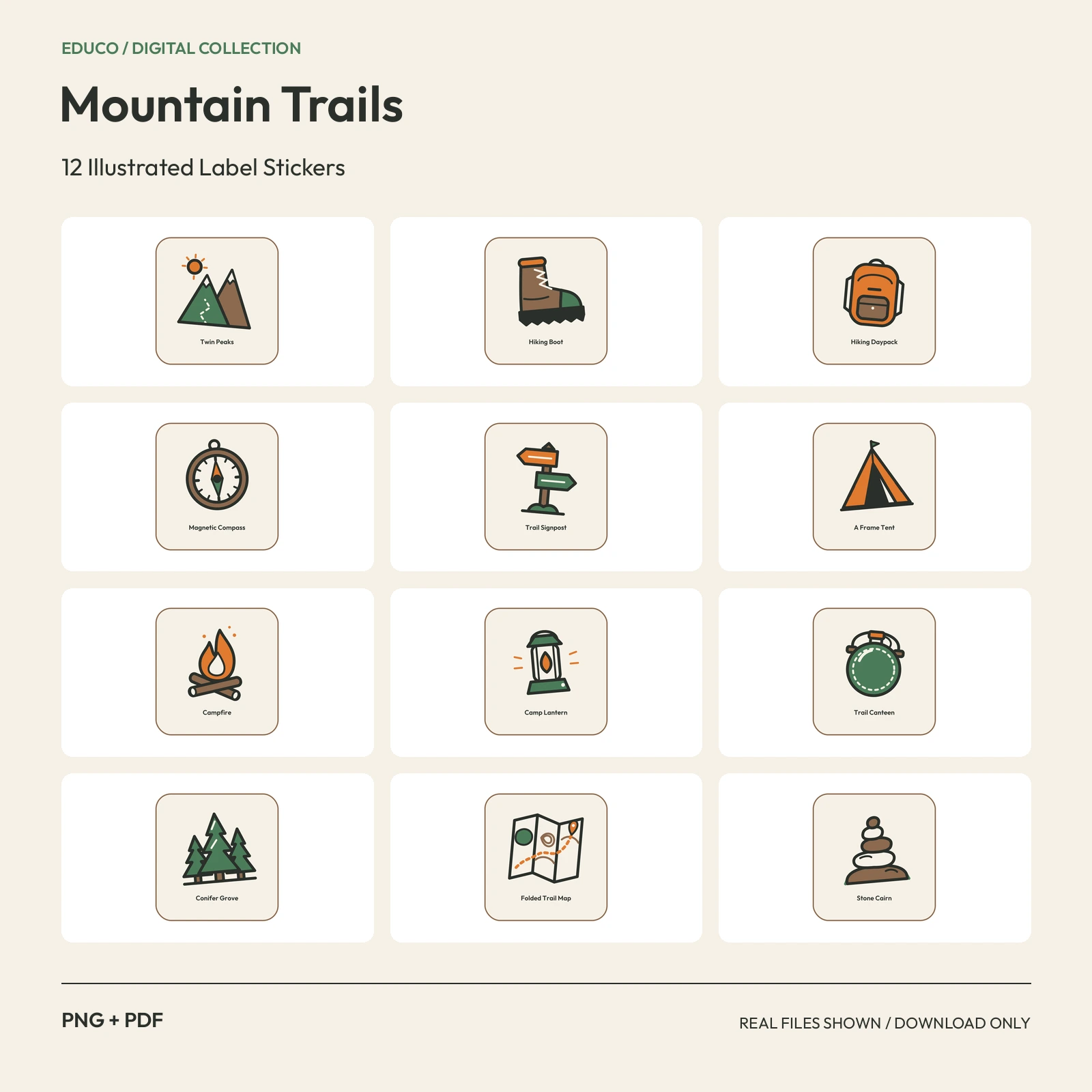 Mountain Trails - 12 Illustrated Label Stickers preview