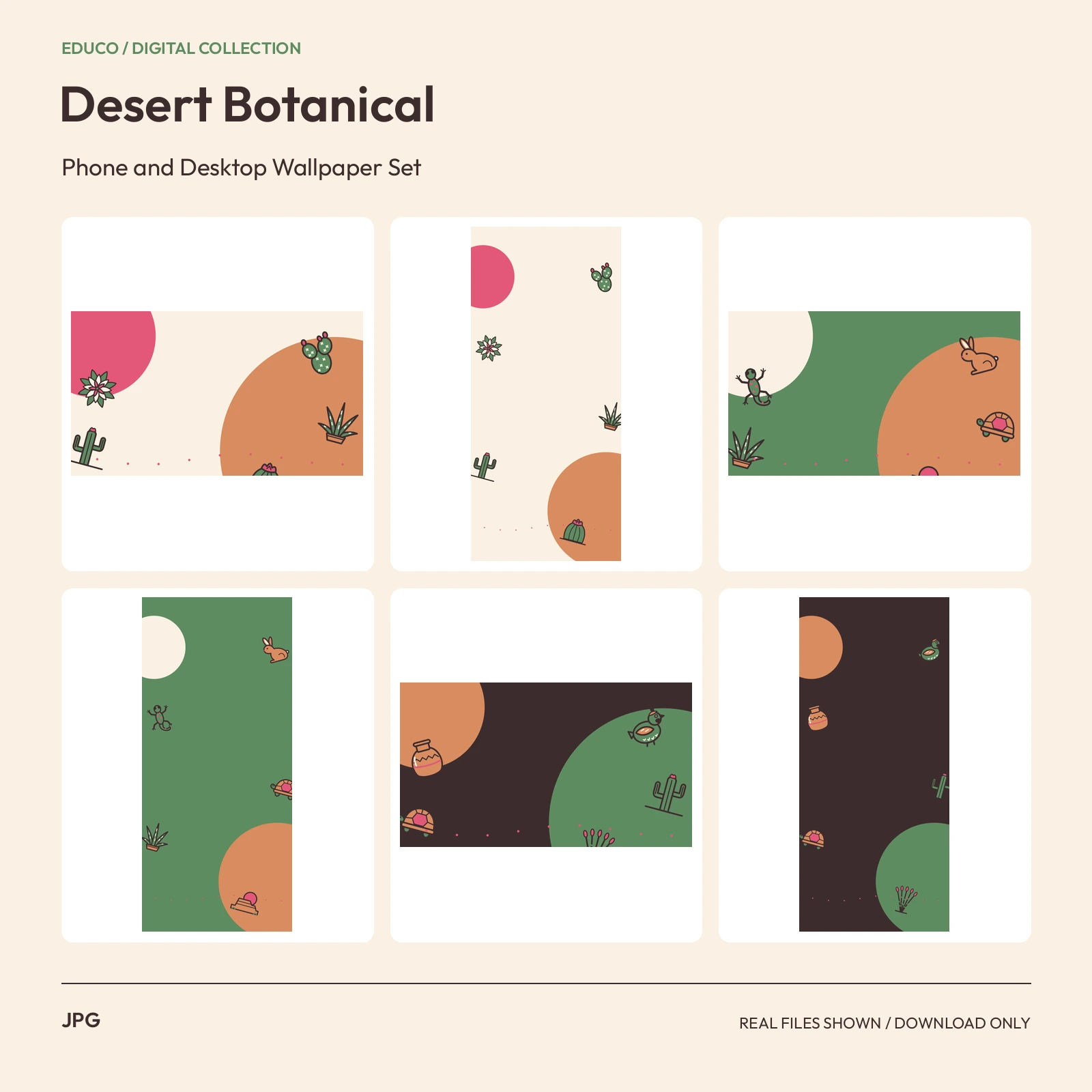 Desert Botanical - Phone and Desktop Wallpaper Set preview