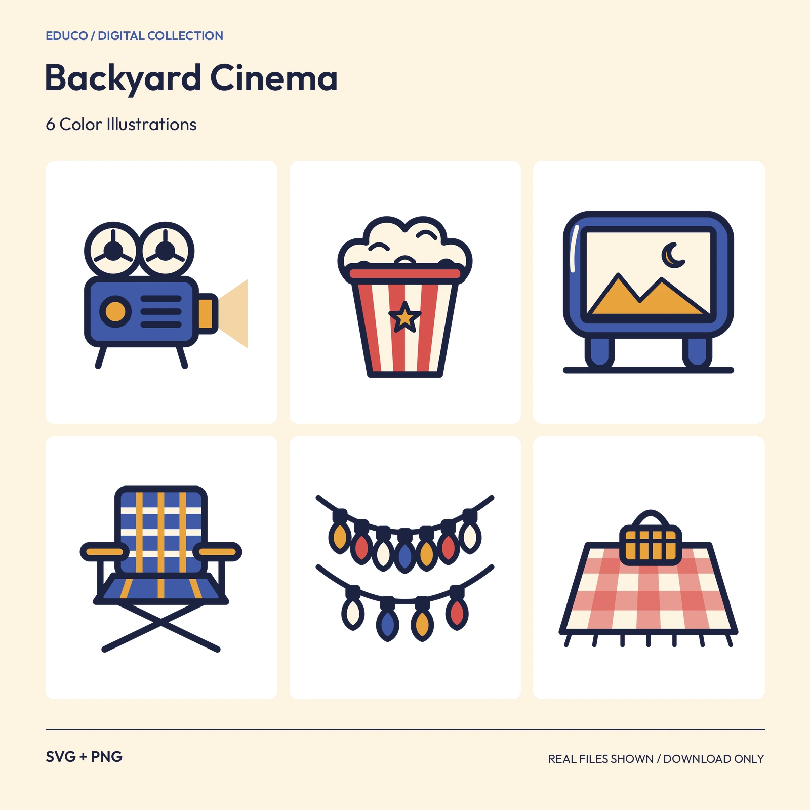 Backyard Cinema - 6 Color Illustrations preview