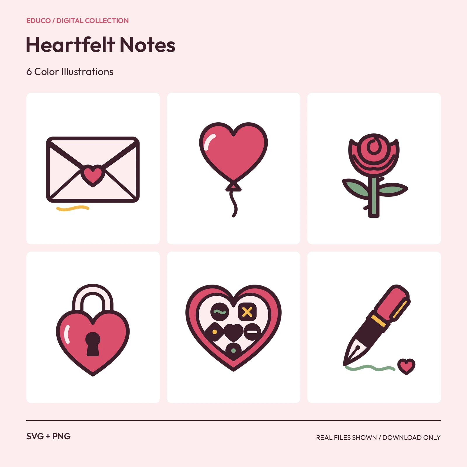 Heartfelt Notes - 6 Color Illustrations preview