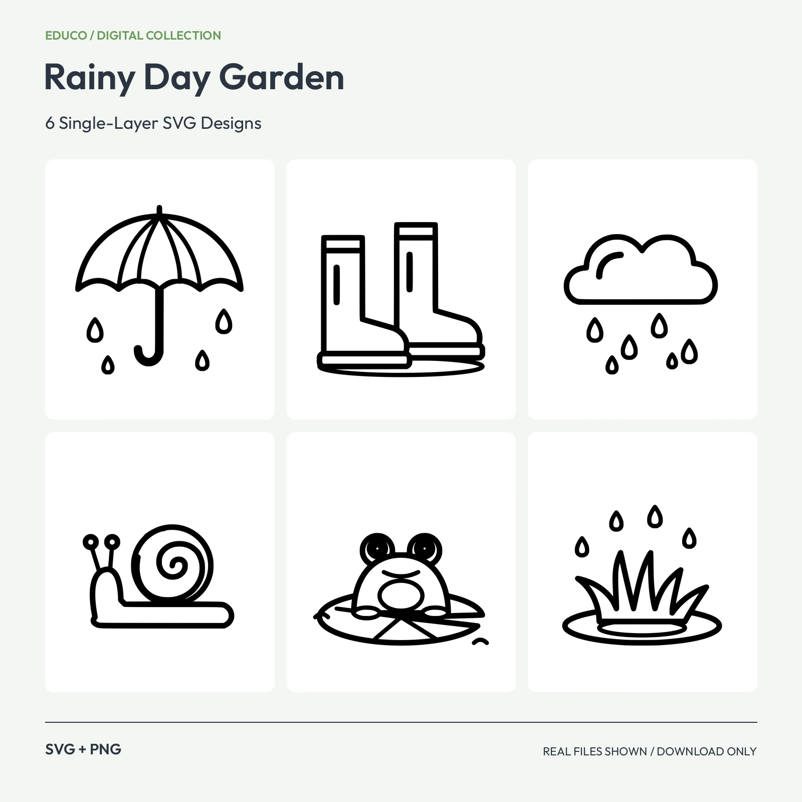 Rainy Day Garden - 6 Single-Layer SVG Designs preview