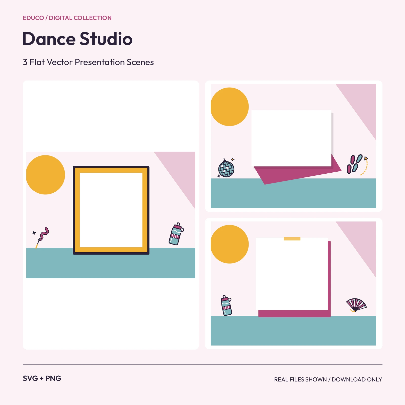 Dance Studio - 3 Flat Vector Presentation Scenes preview