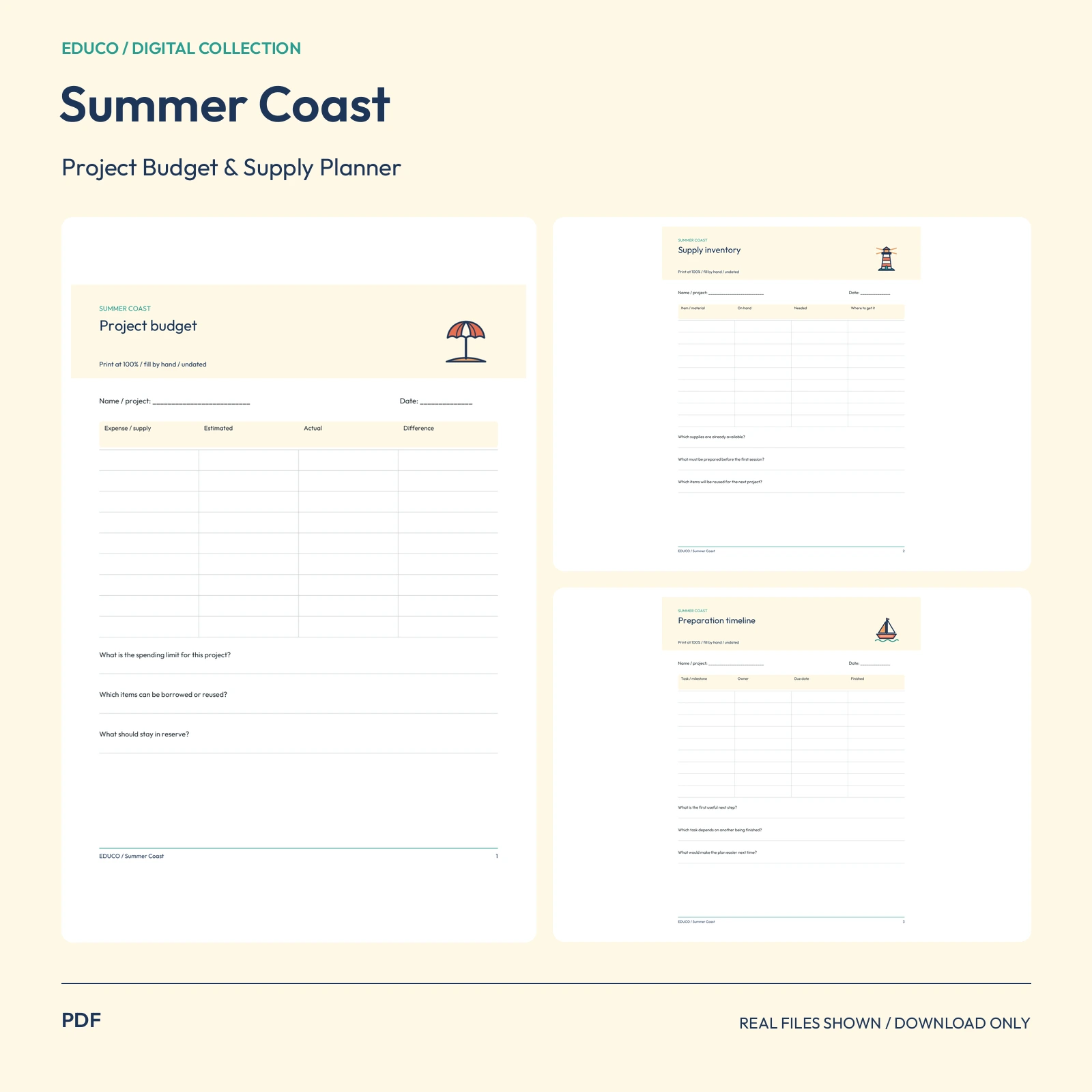 Summer Coast - Project Budget and Supply Planner preview