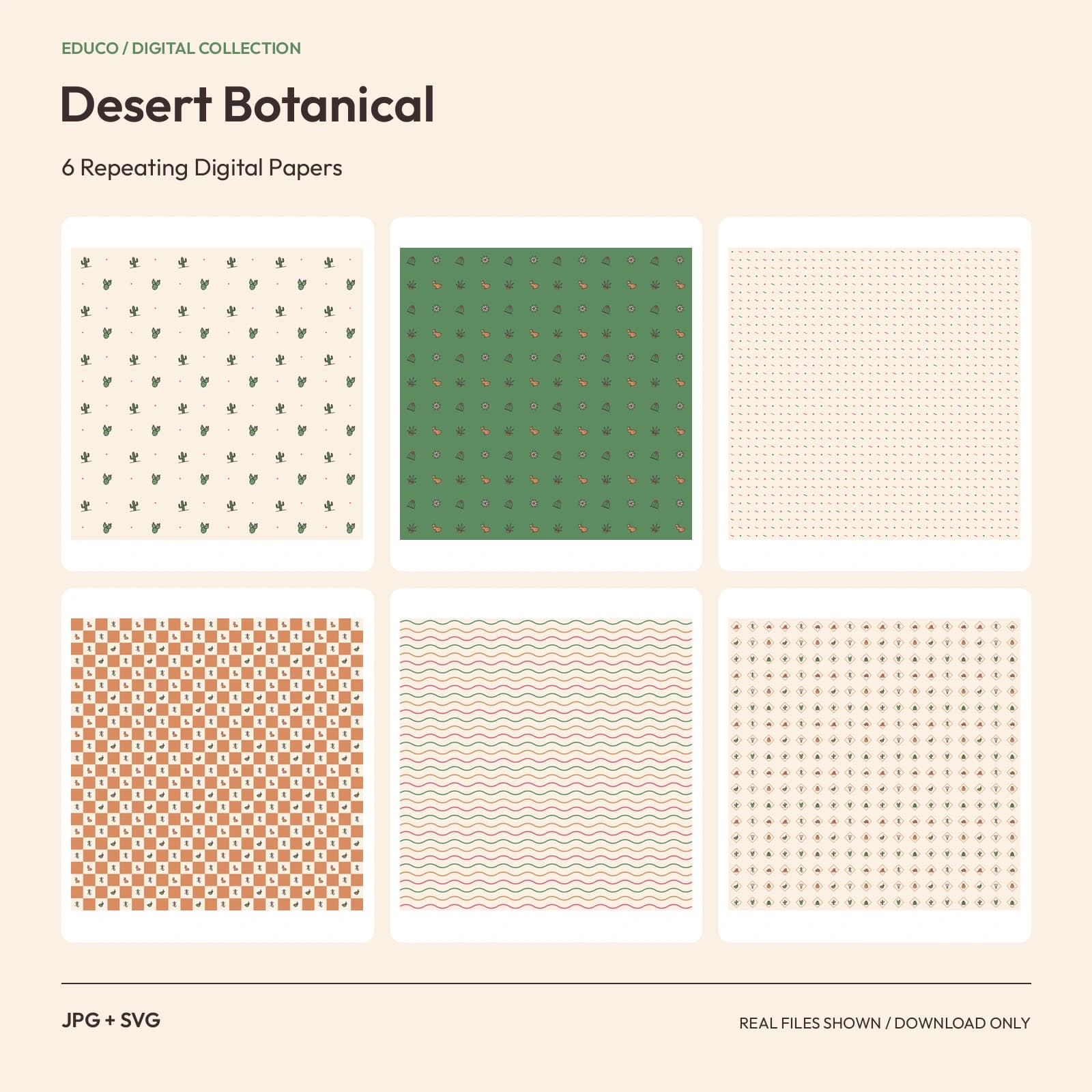 Desert Botanical - 6 Repeating Digital Papers preview