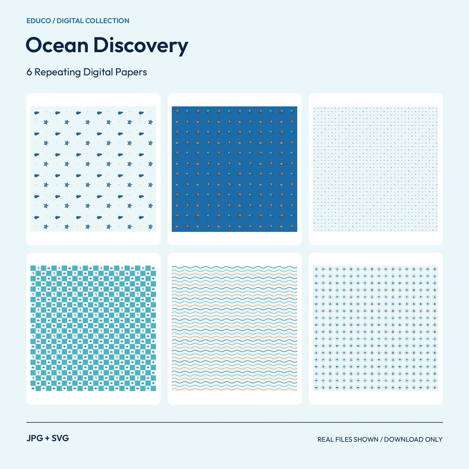 Ocean Discovery - 6 Repeating Digital Papers preview