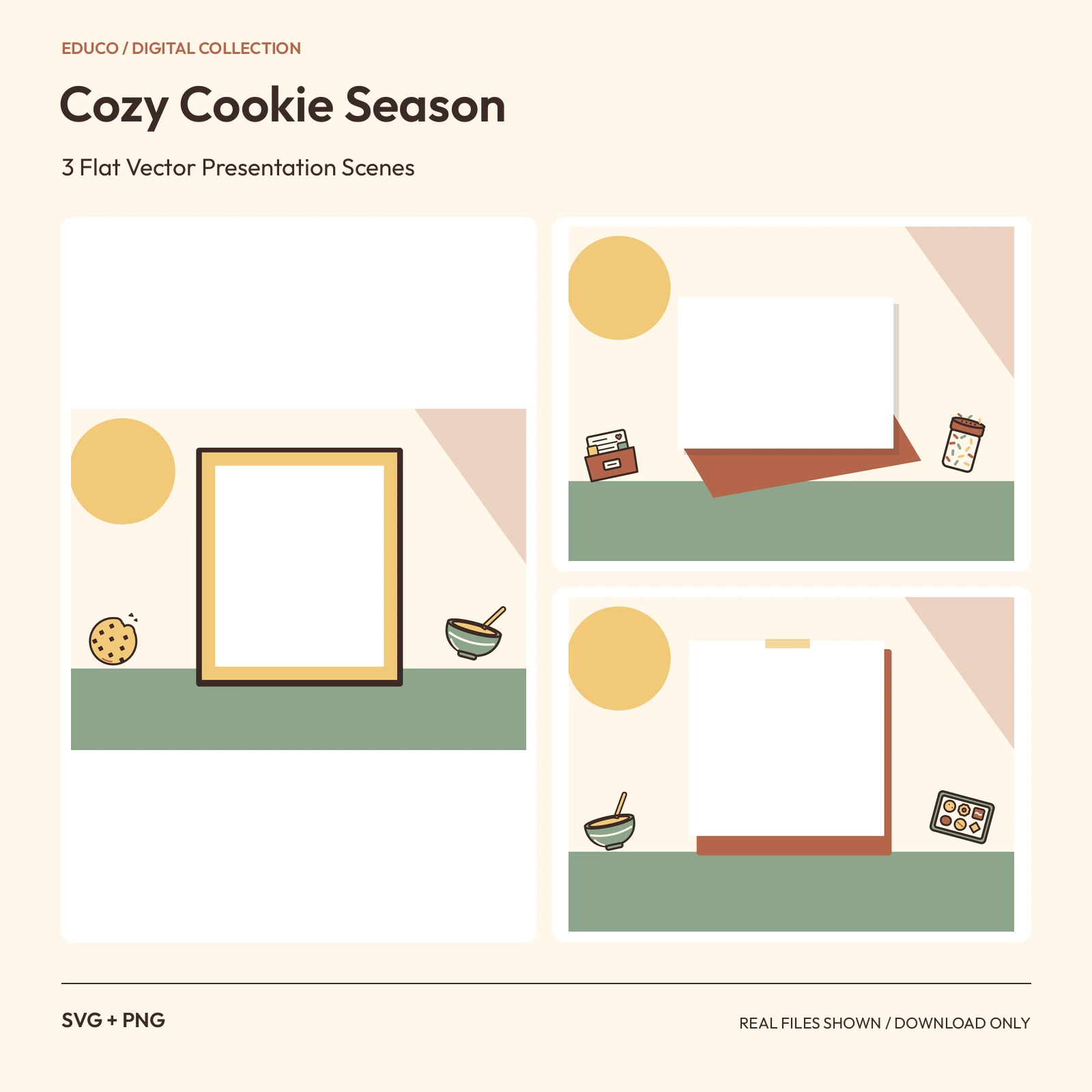 Cozy Cookie Season - 3 Flat Vector Presentation Scenes preview