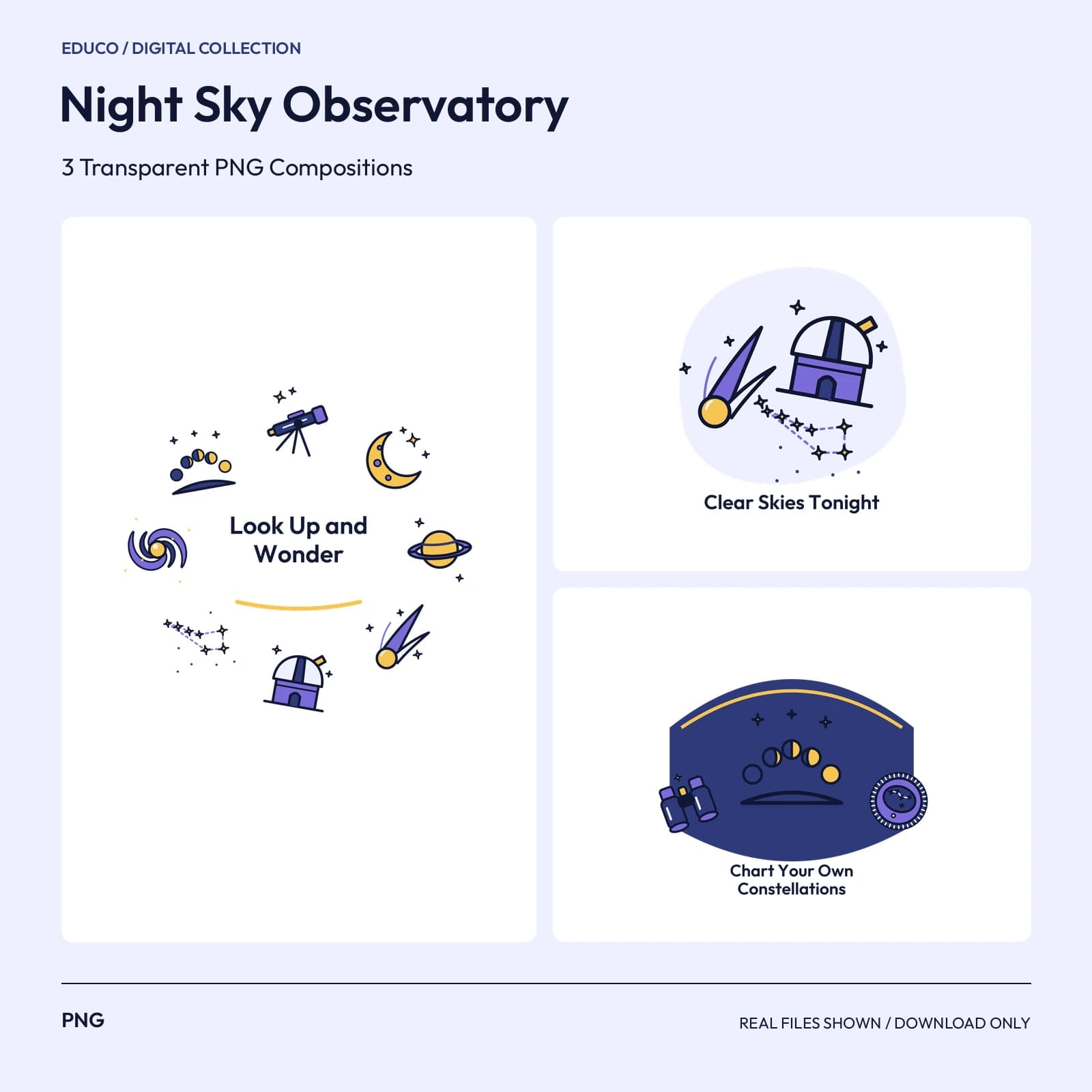 Night Sky Observatory - 3 Transparent PNG Compositions preview