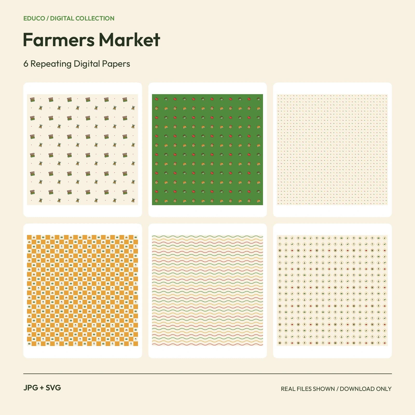 Farmers Market - 6 Repeating Digital Papers preview