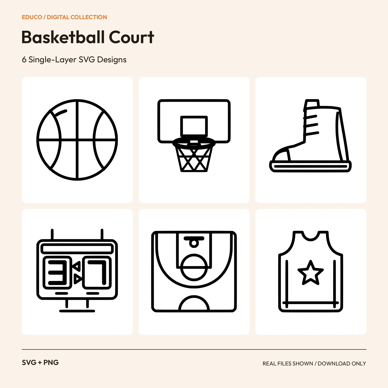 Basketball Court - 6 Single-Layer SVG Designs preview