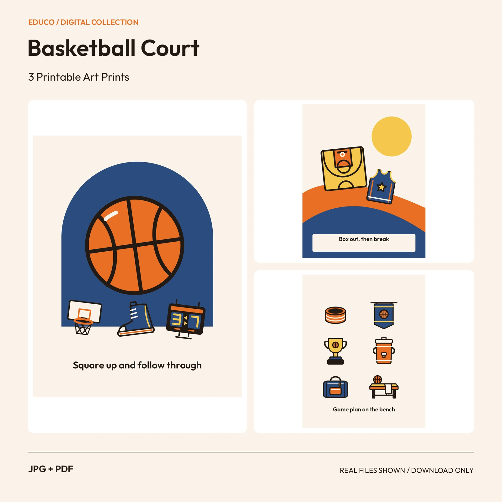 Basketball Court - 3 Printable Art Prints preview