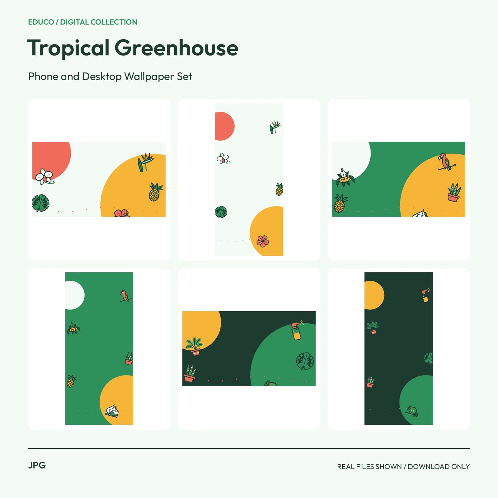 Tropical Greenhouse - Phone and Desktop Wallpaper Set preview