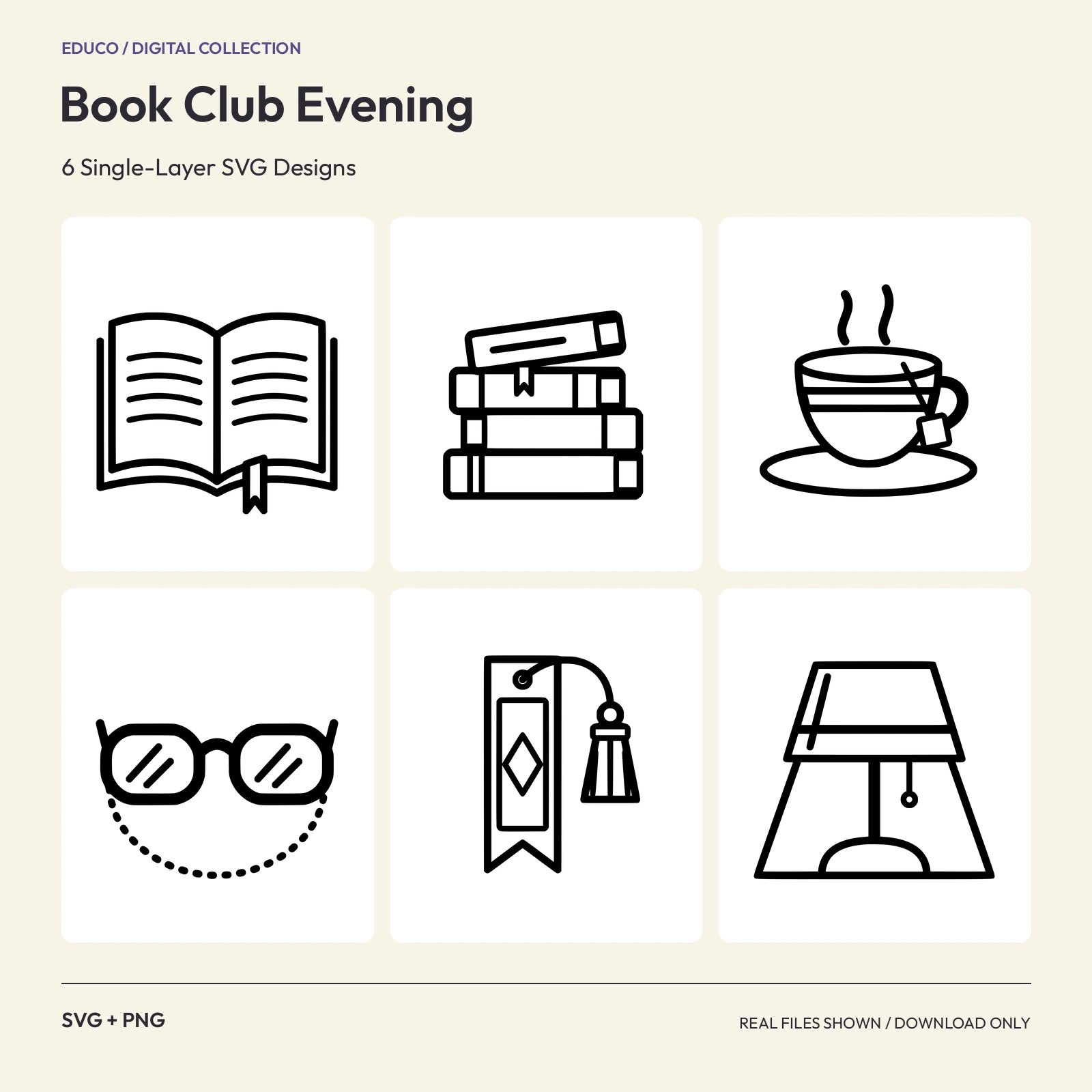 Book Club Evening - 6 Single-Layer SVG Designs preview